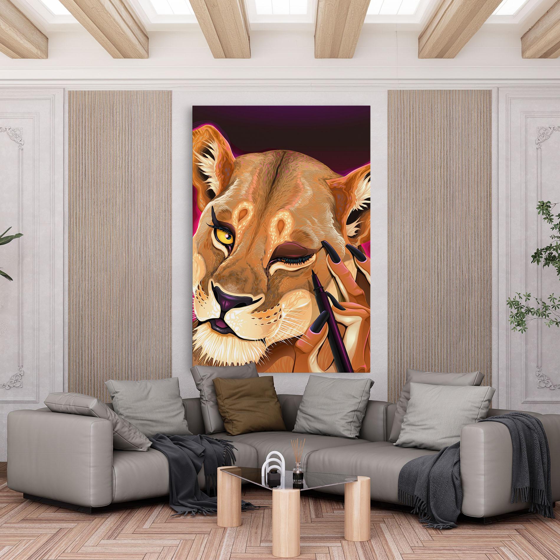 Obraz na Płótnie Female Lion Makeup mockup 6