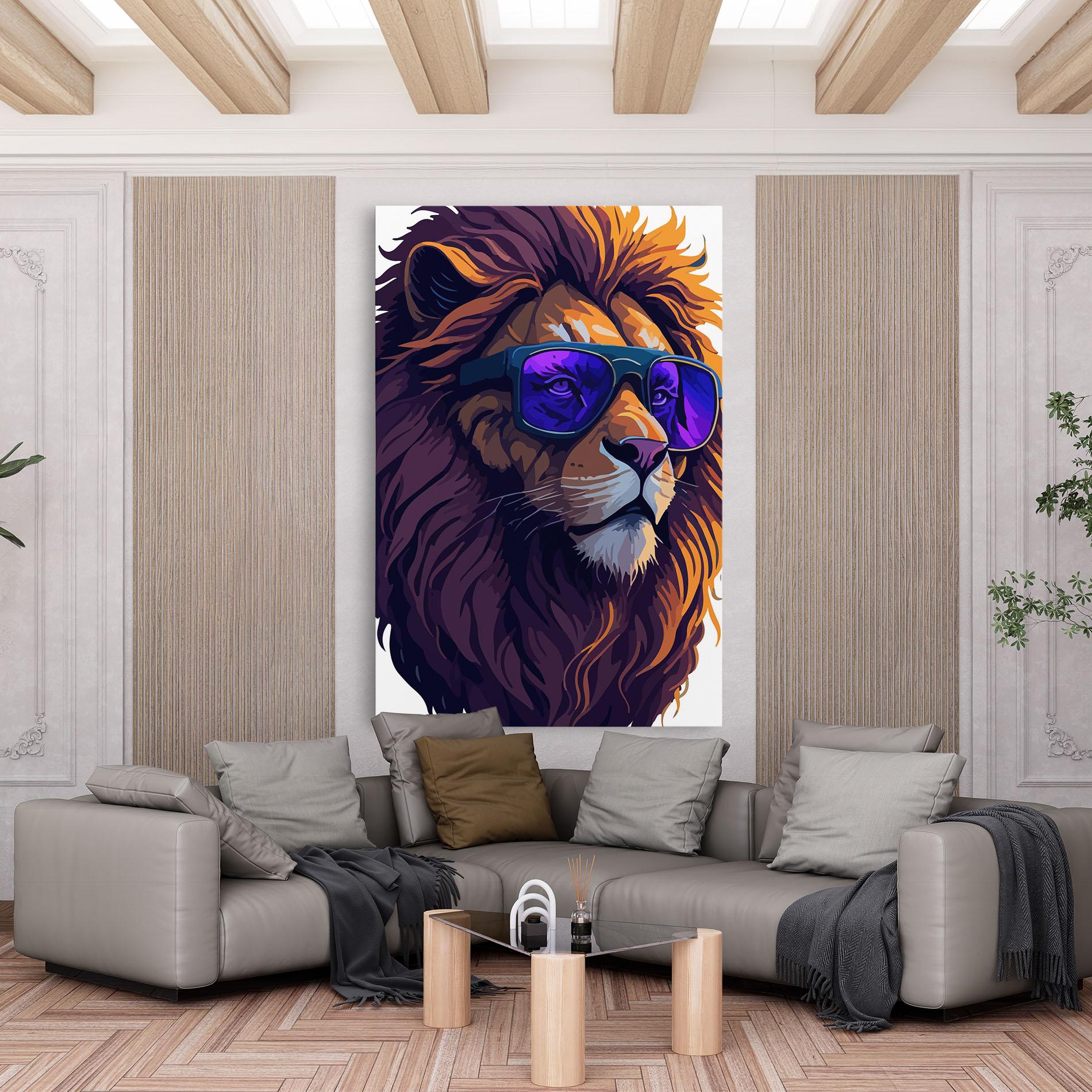 Obraz na Płótnie Purple Glassesc Lion mockup 6