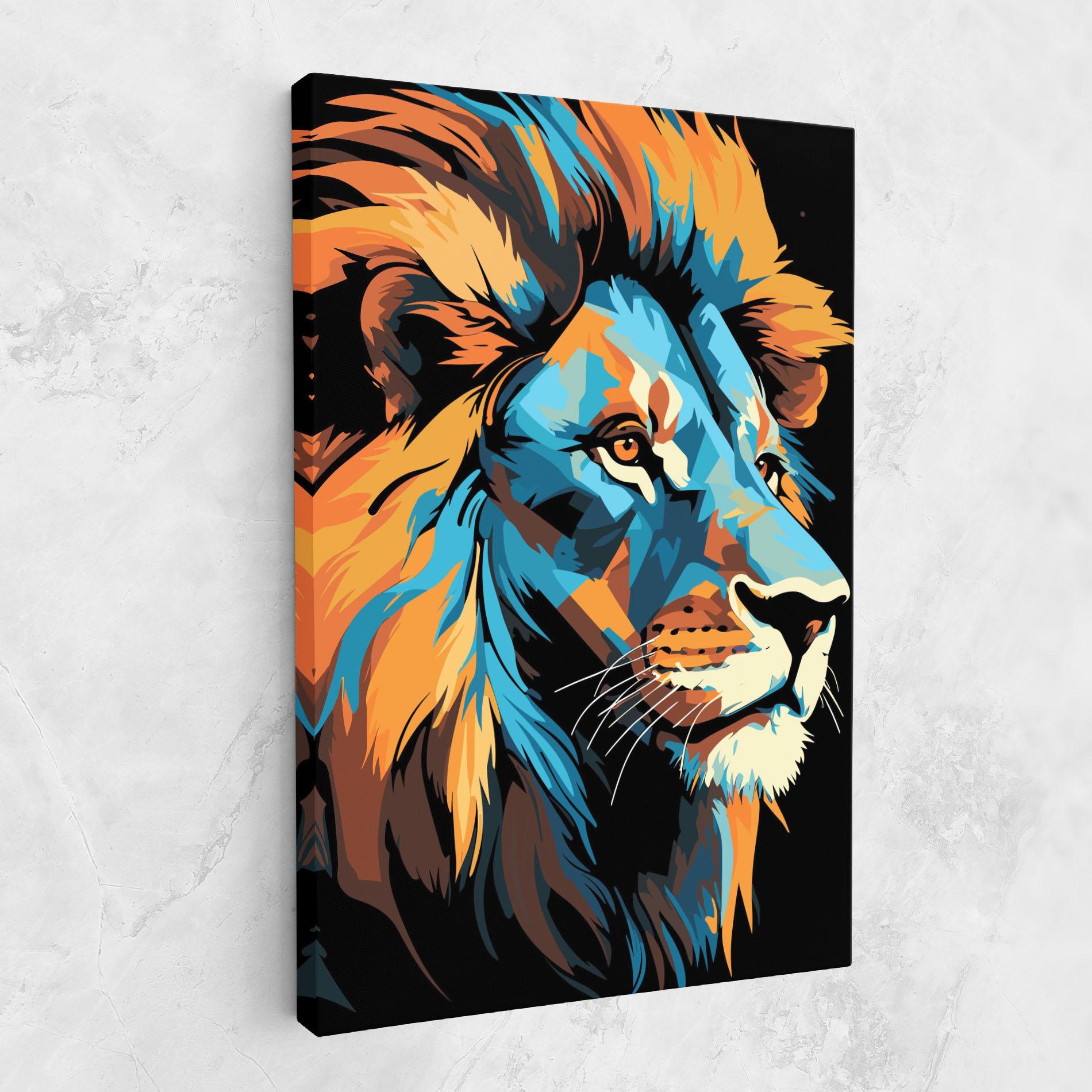 Obraz na Płótnie Blue Yellow Lion mockup 1