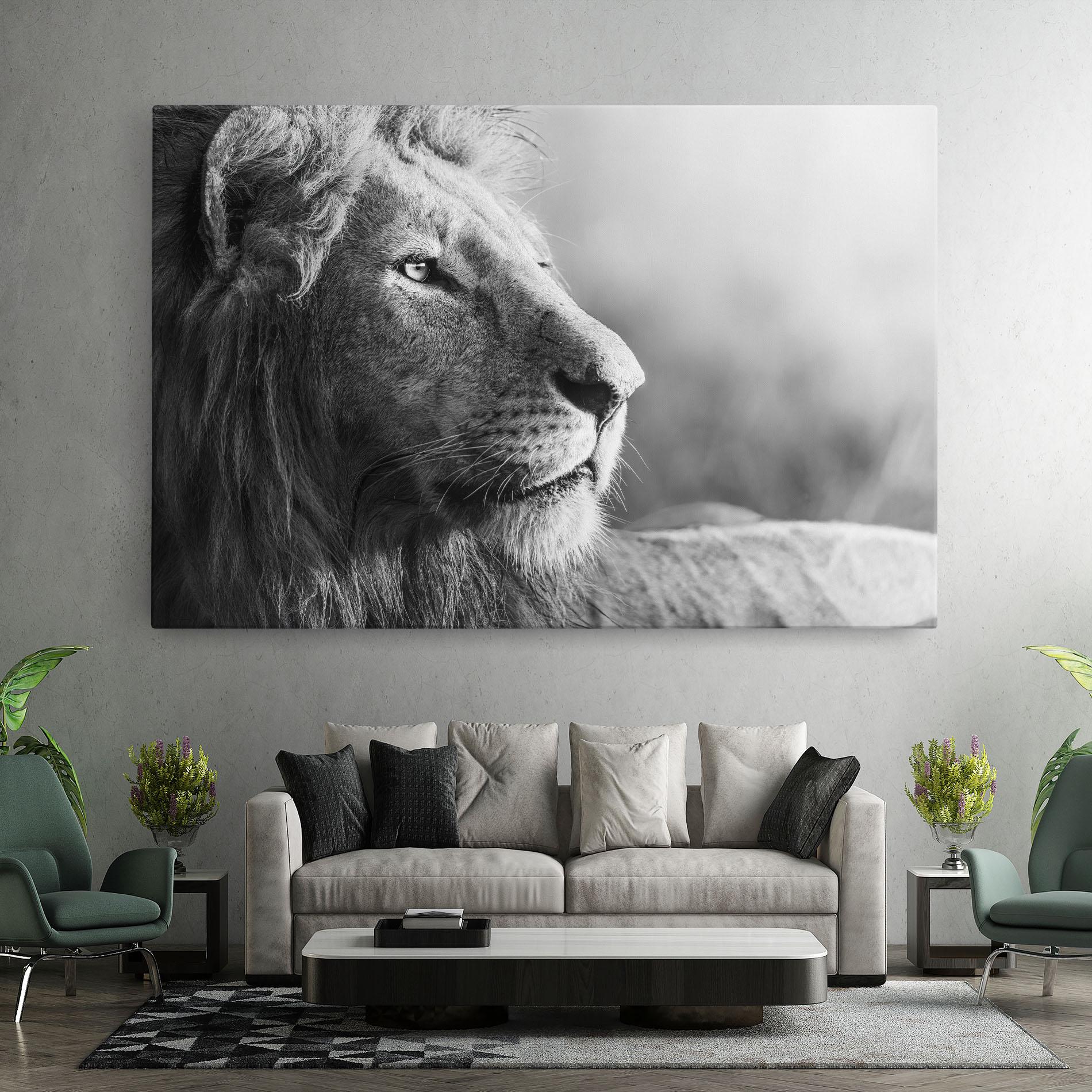 Obraz na Płótnie Grey Lion Head mockup 7