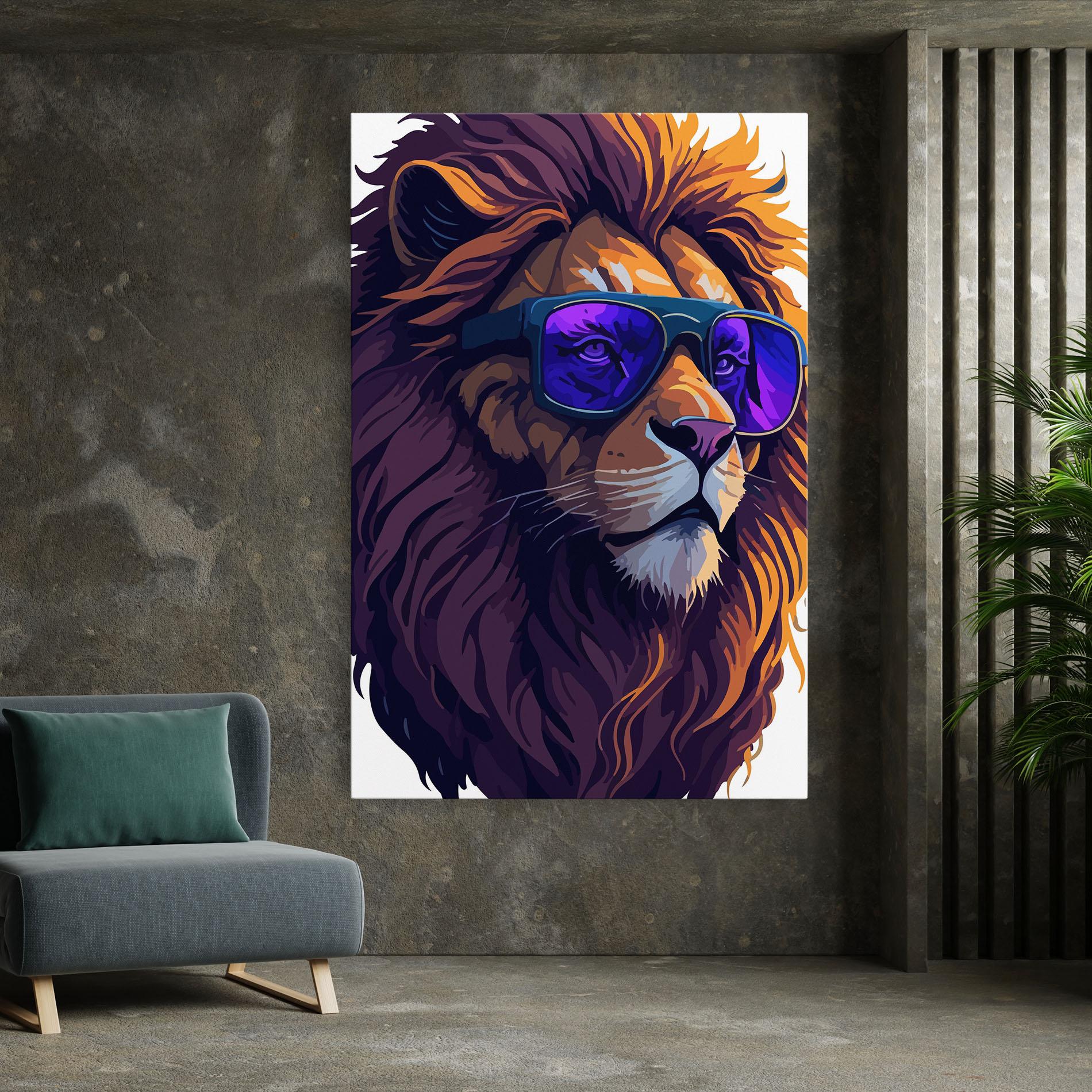 Obraz na Płótnie Purple Glassesc Lion mockup 7