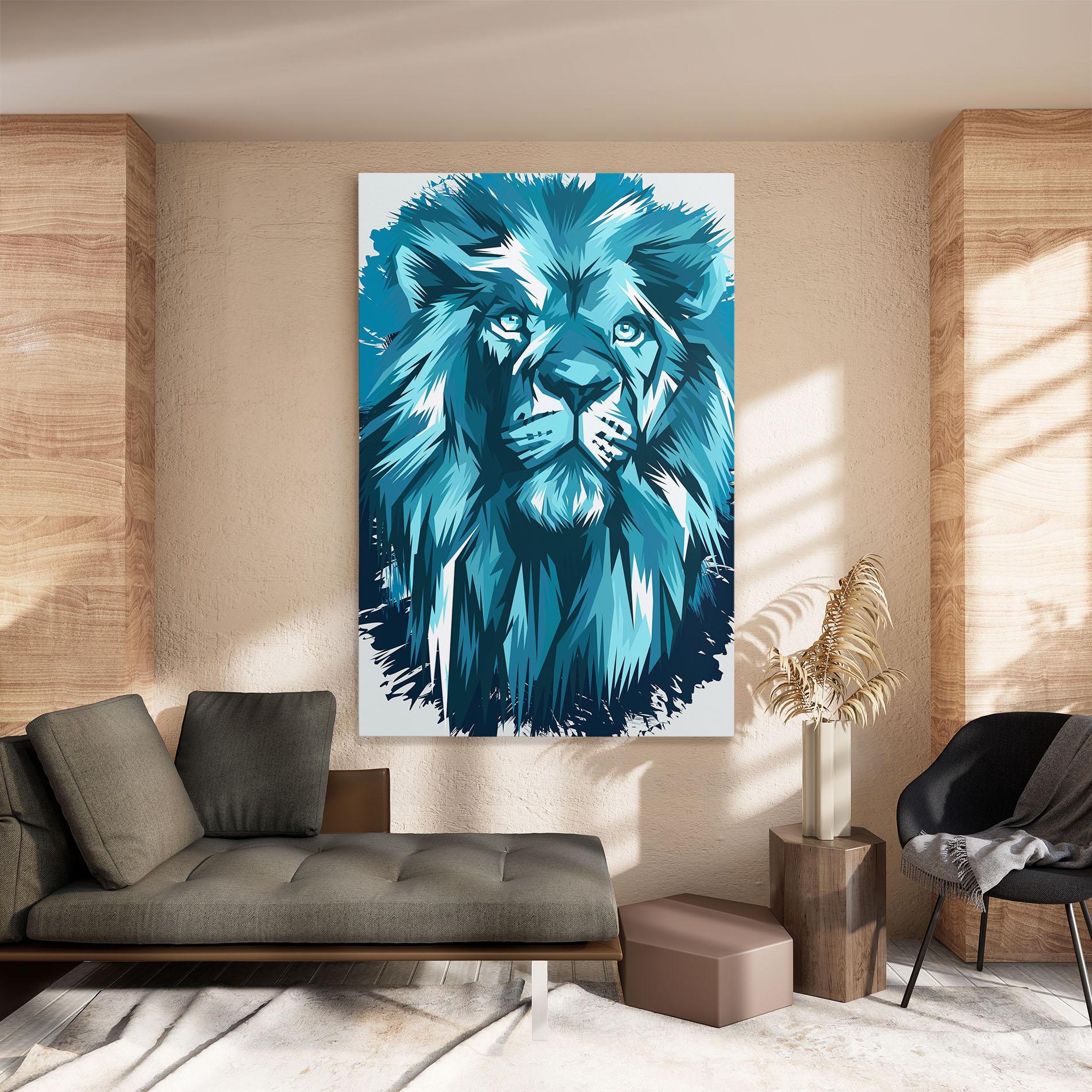 Obraz na Płótnie Blue Lion Head mockup 8