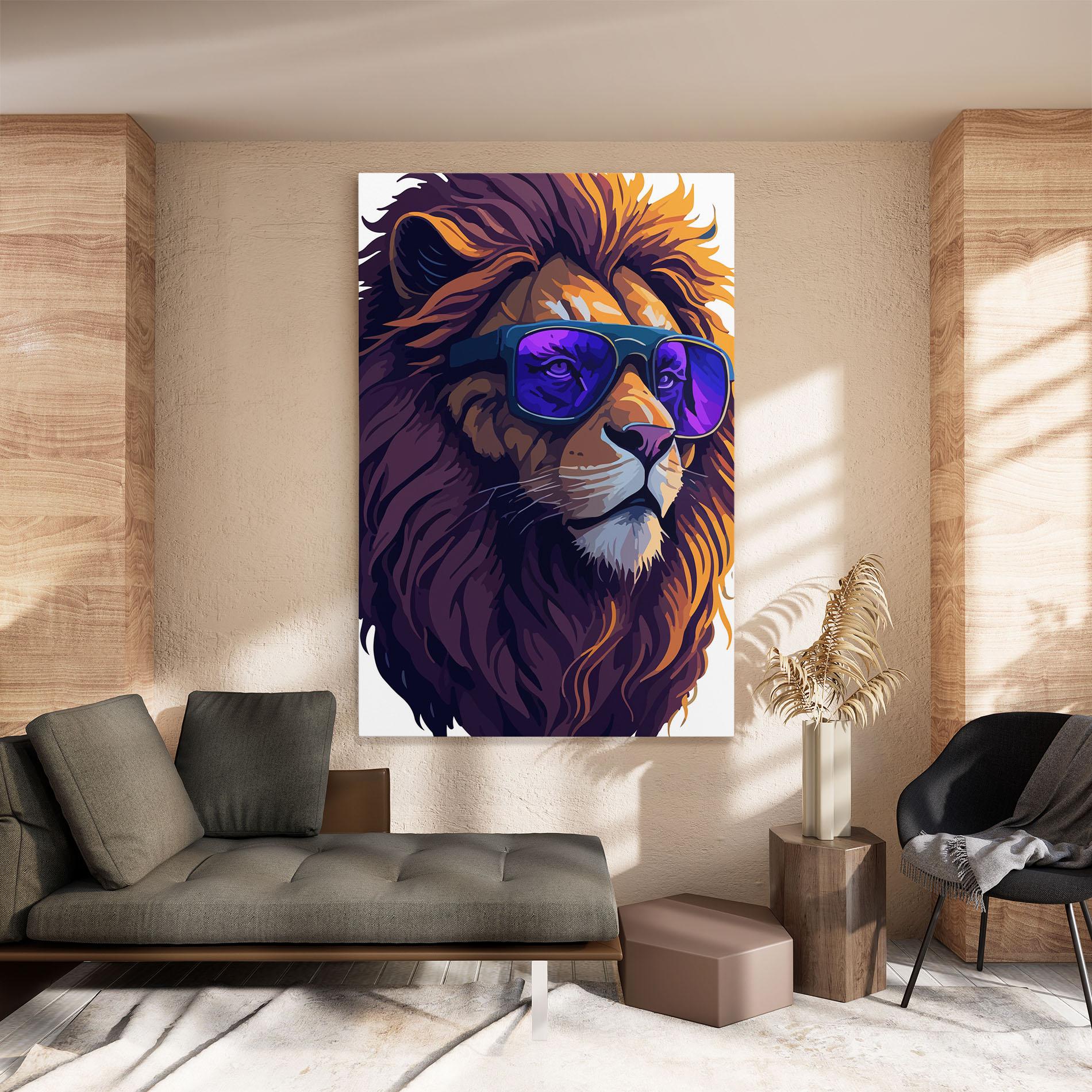 Obraz na Płótnie Purple Glassesc Lion mockup 8