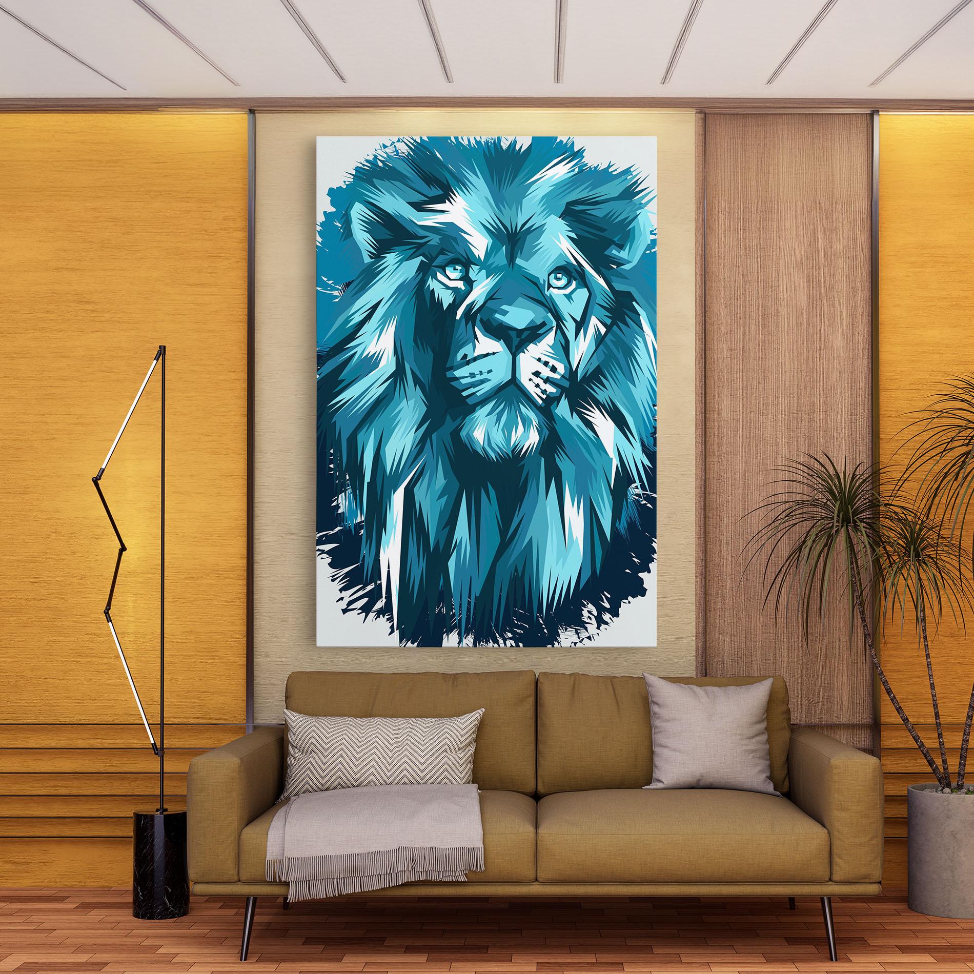 Obraz na Płótnie Blue Lion Head mockup 9