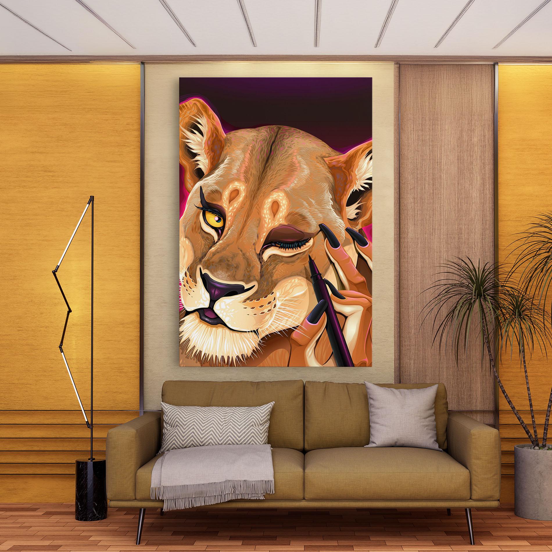 Obraz na Płótnie Female Lion Makeup mockup 9