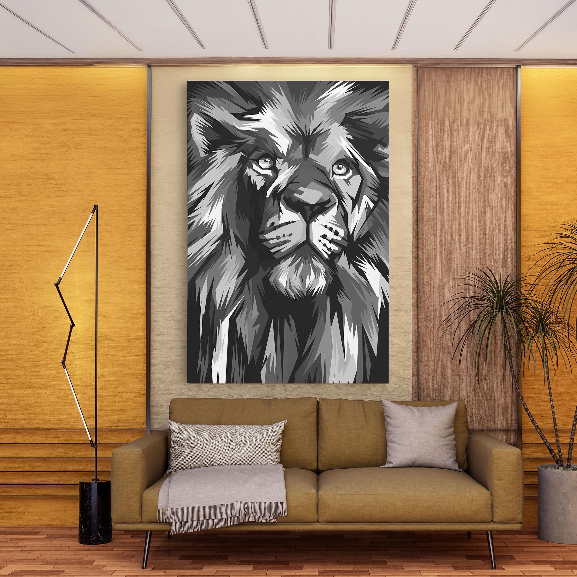 Obraz na Płótnie Grey Head Lion mockup 9