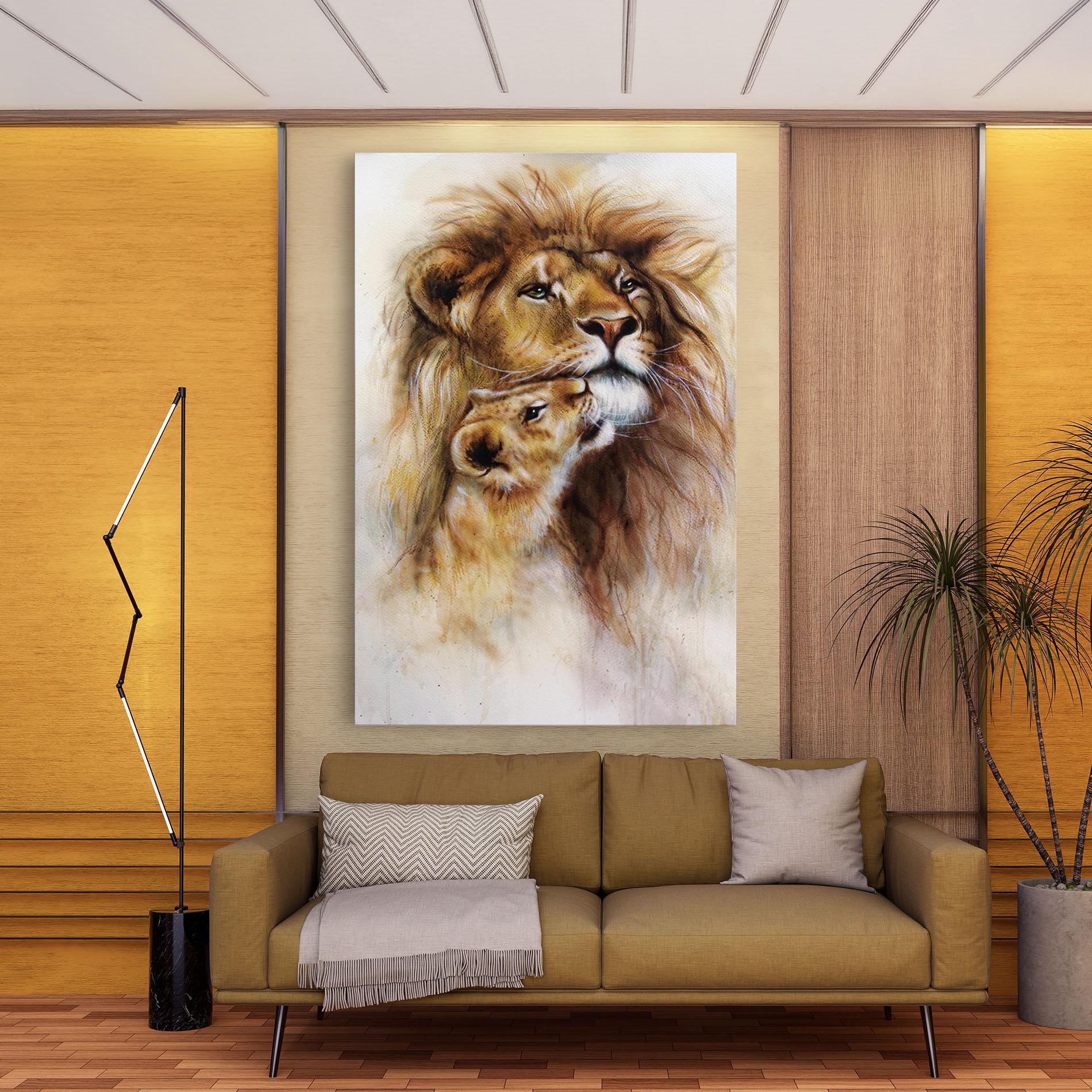 Obraz na Płótnie Lion Love mockup 9