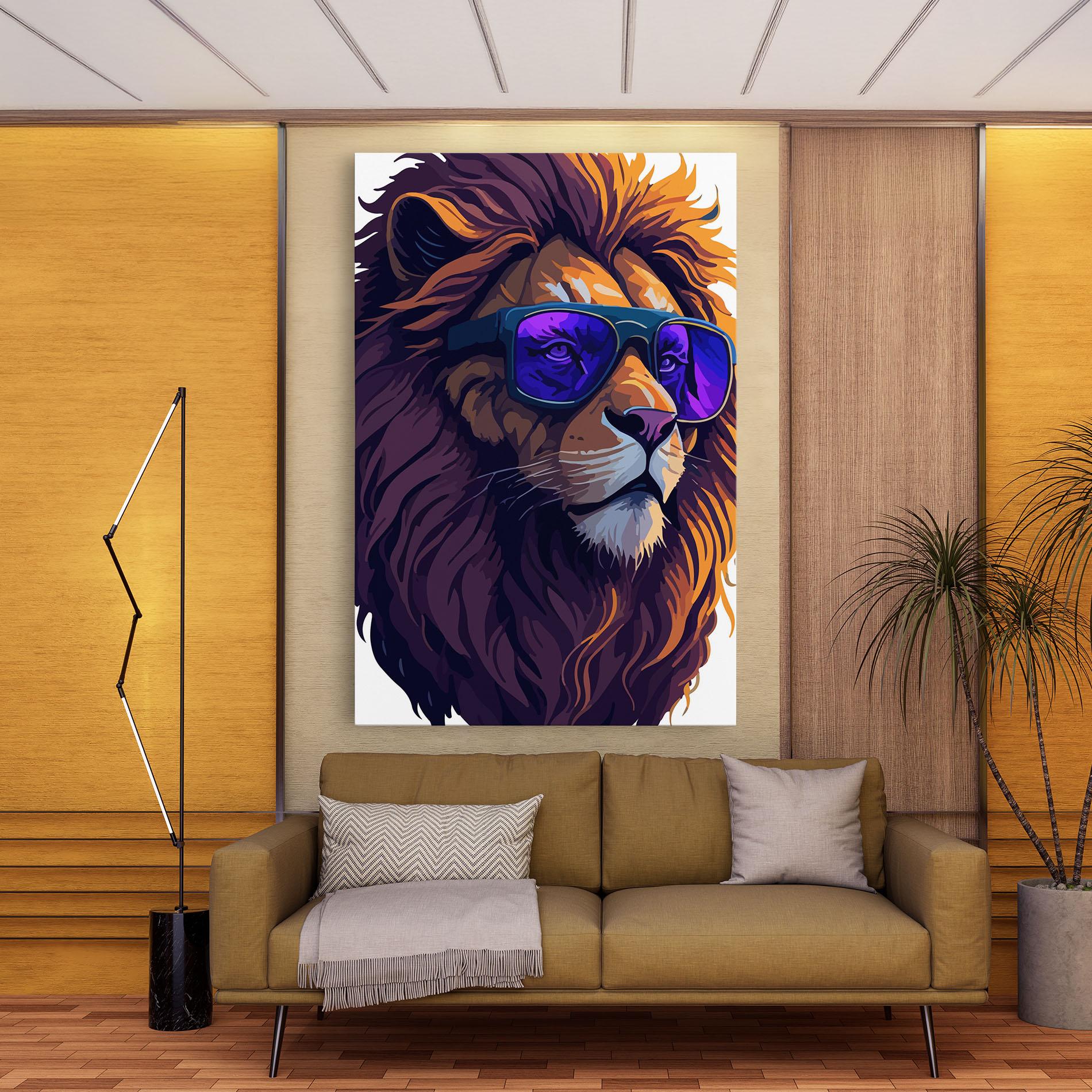 Obraz na Płótnie Purple Glassesc Lion mockup 9