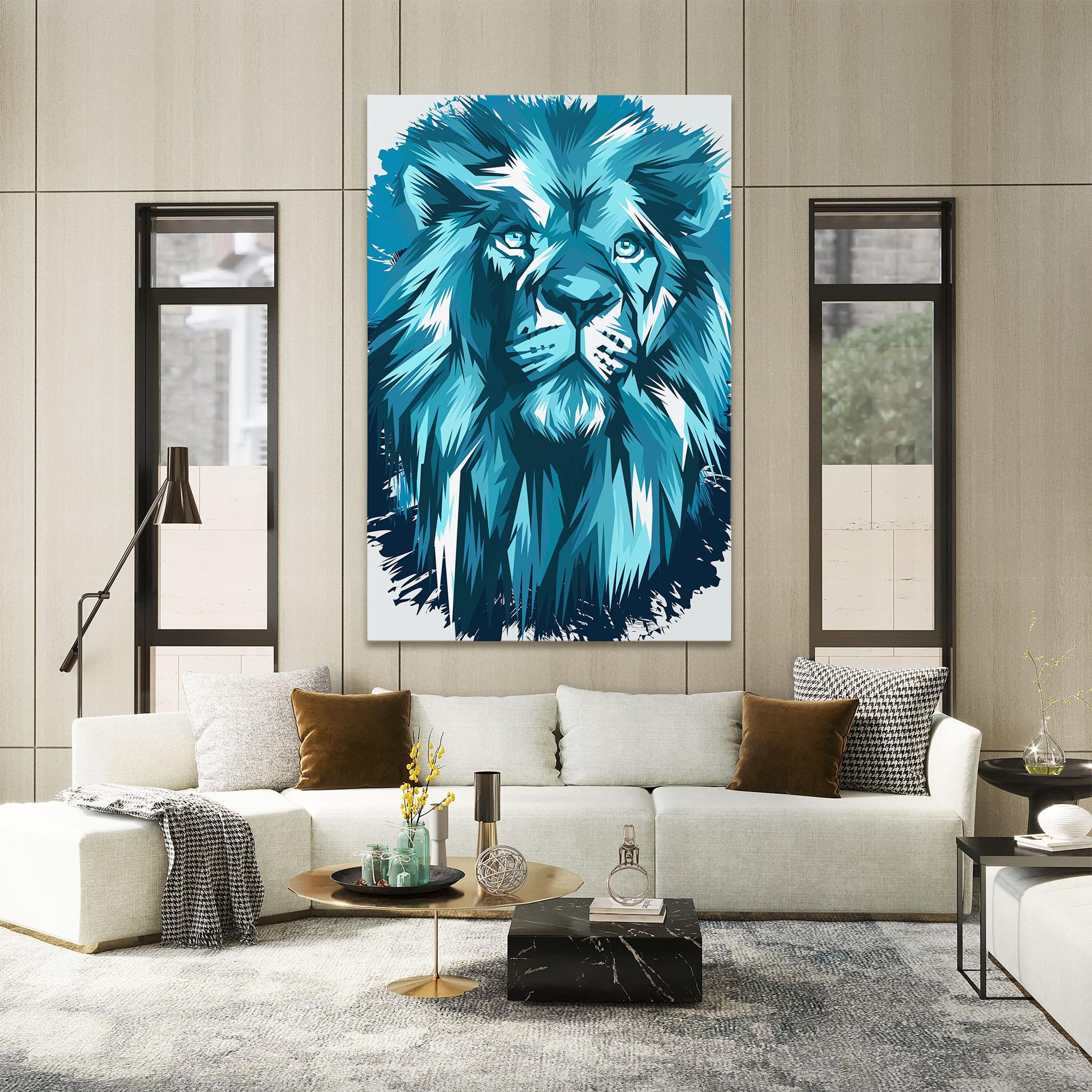 Obraz na Płótnie Blue Lion Head mockup 2