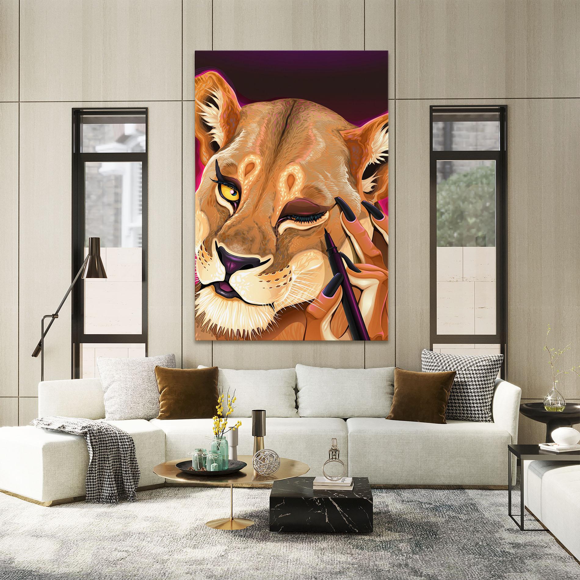 Obraz na Płótnie Female Lion Makeup mockup 2