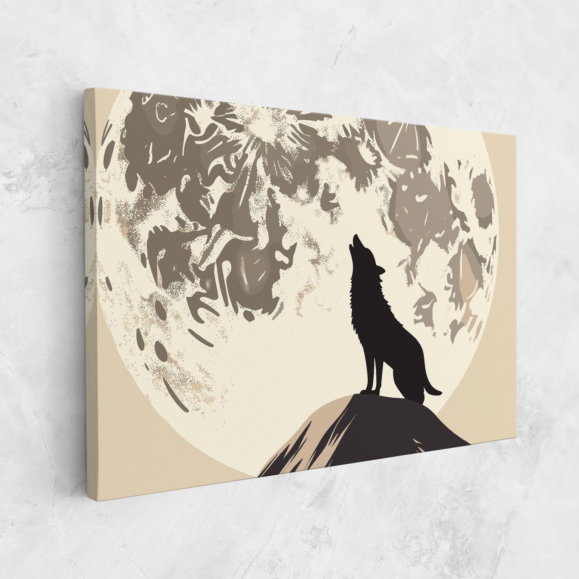 Obraz na Płótnie Cream Moon Wolf mockup 1