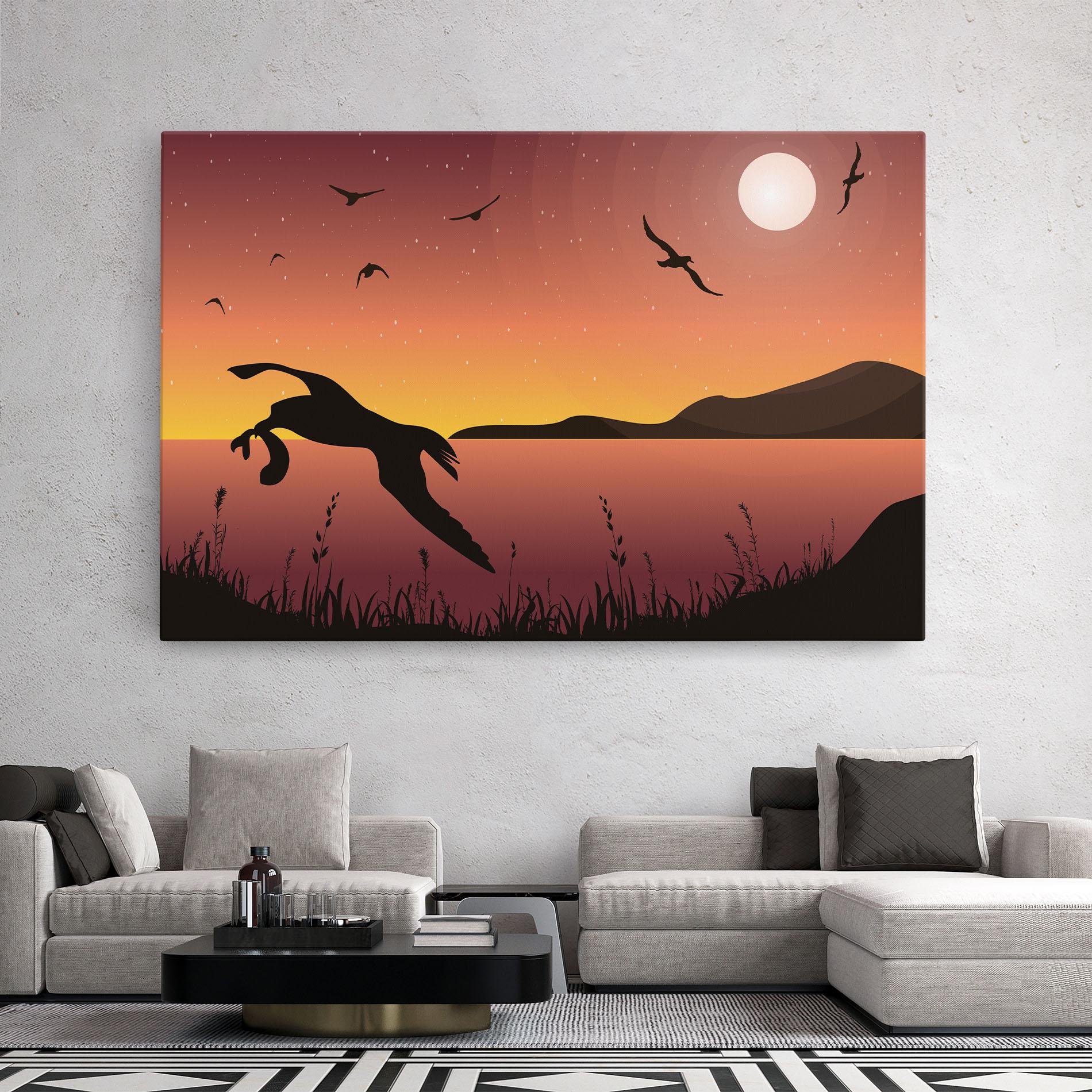 Obraz na Płótnie Birds Fishing mockup 2