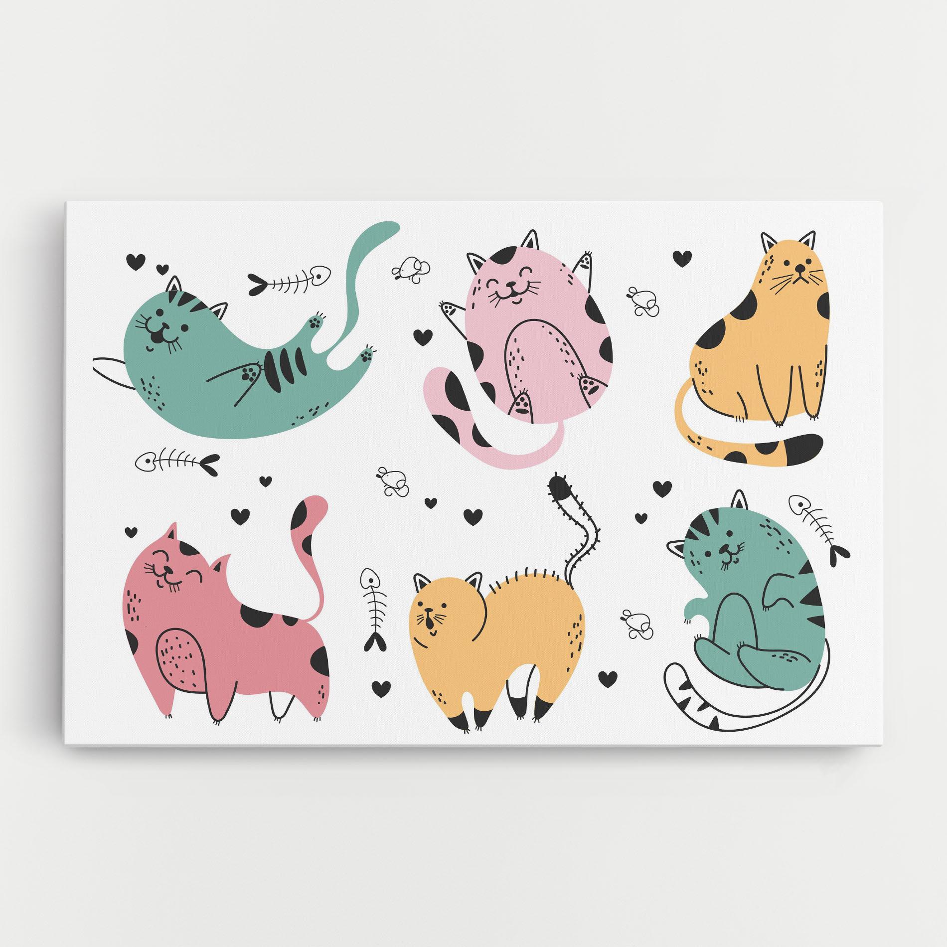 Obraz na Płótnie Doodle Cat mockup 0