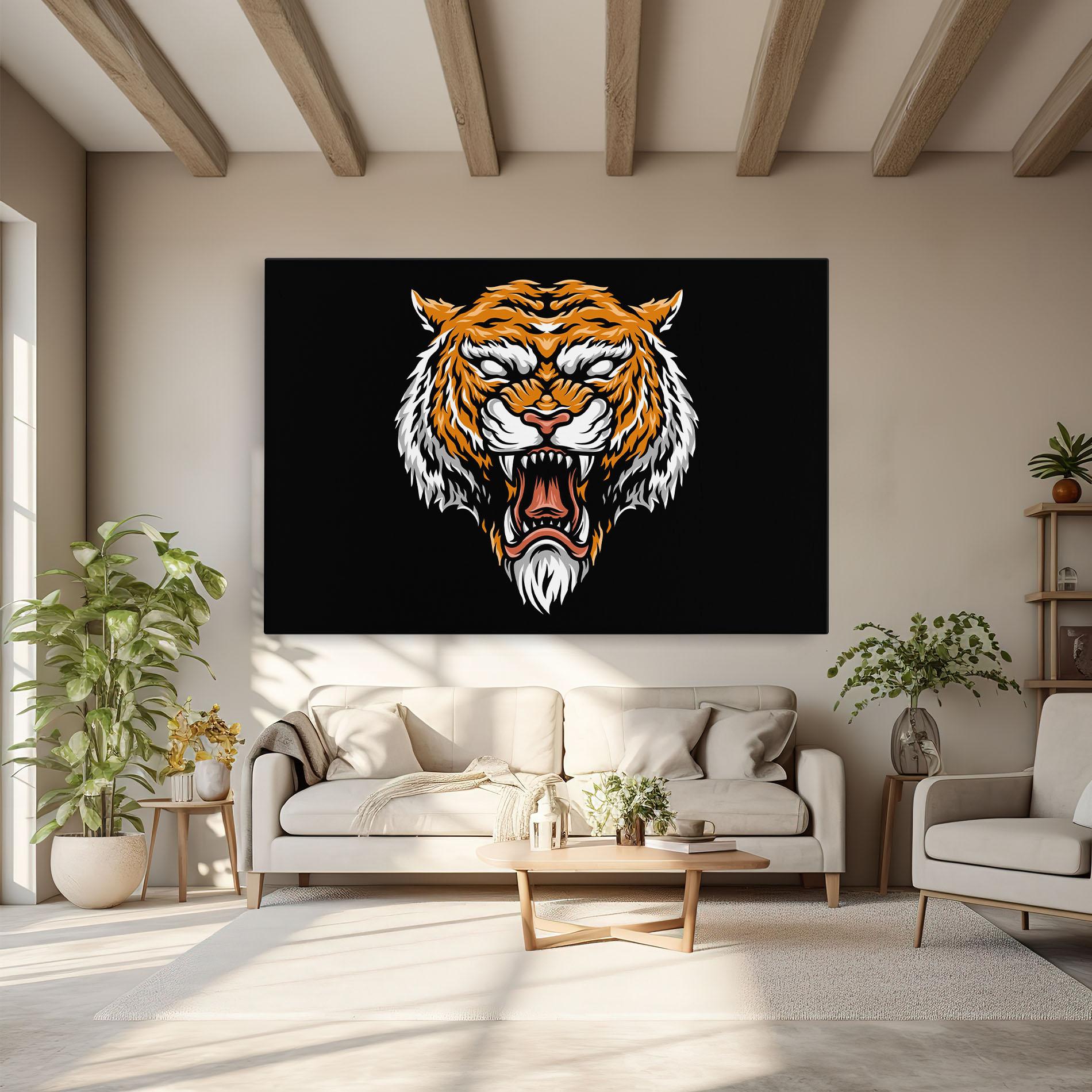 Obraz na Płótnie Angry Orange Tiger mockup 6