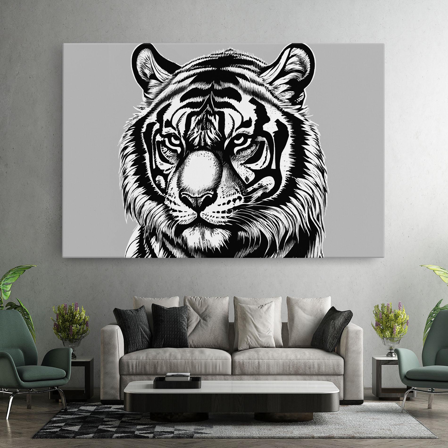 Obraz na Płótnie White Tiger Grey mockup 7