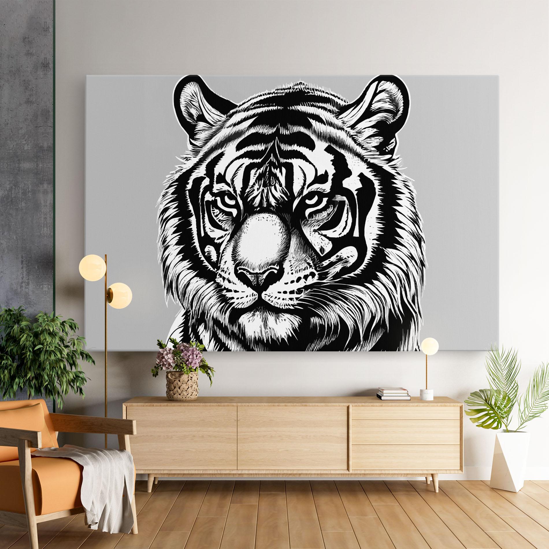 Obraz na Płótnie White Tiger Grey mockup 9