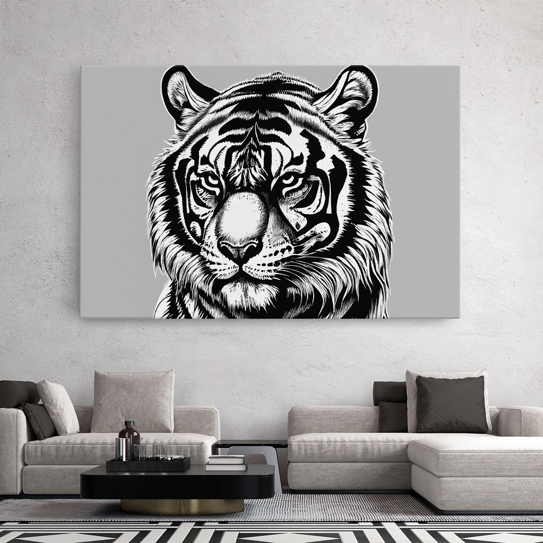 Obraz na Płótnie White Tiger Grey mockup 2