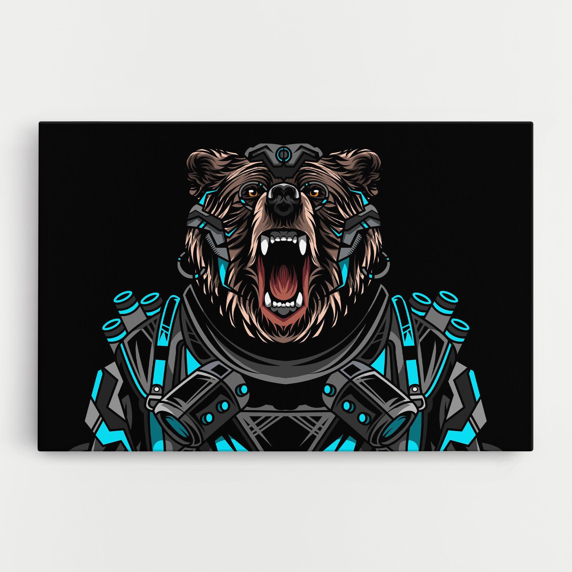 Obraz na Płótnie Black Cyborg Bear mockup 0