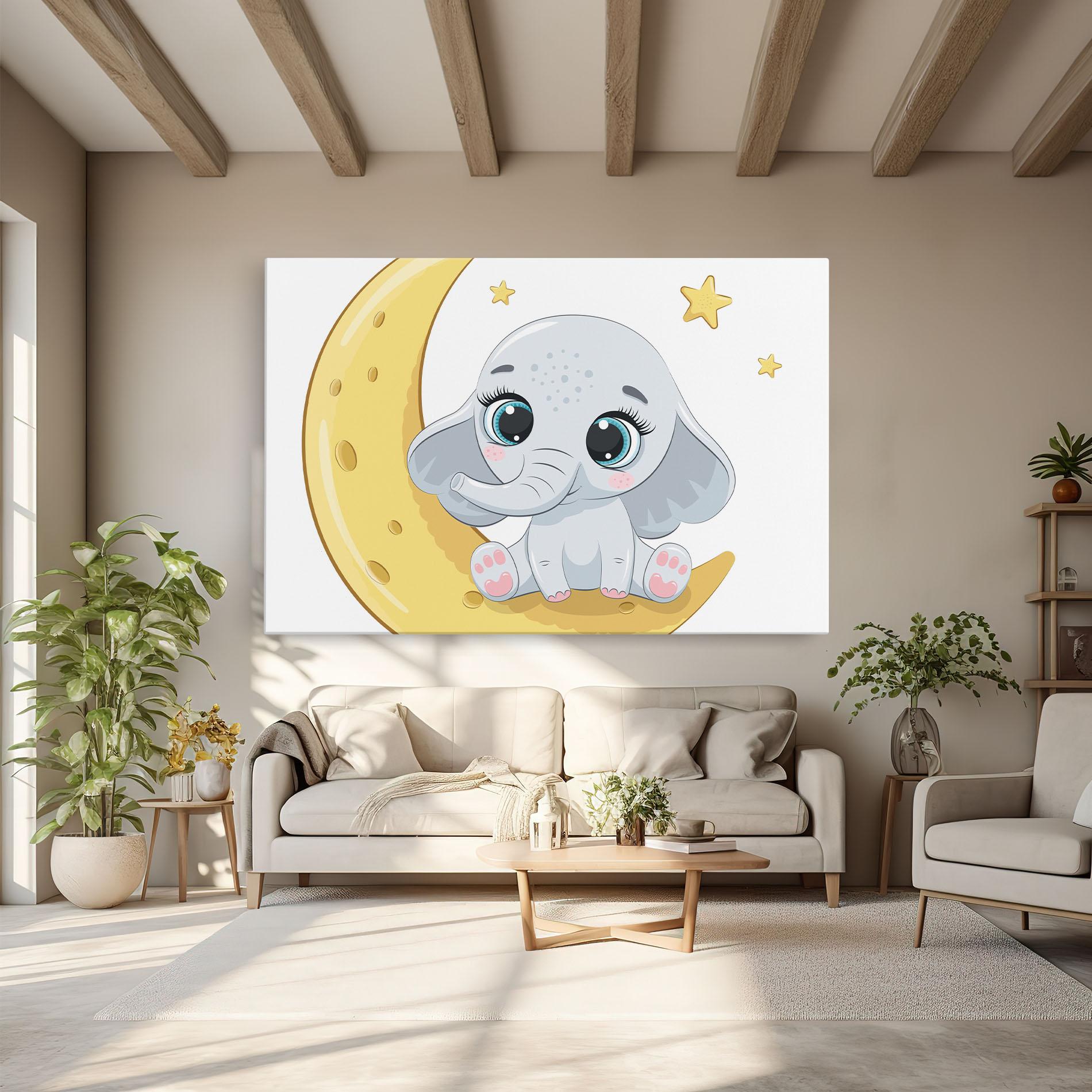 Obraz na Płótnie Cute Elephant Moon mockup 6