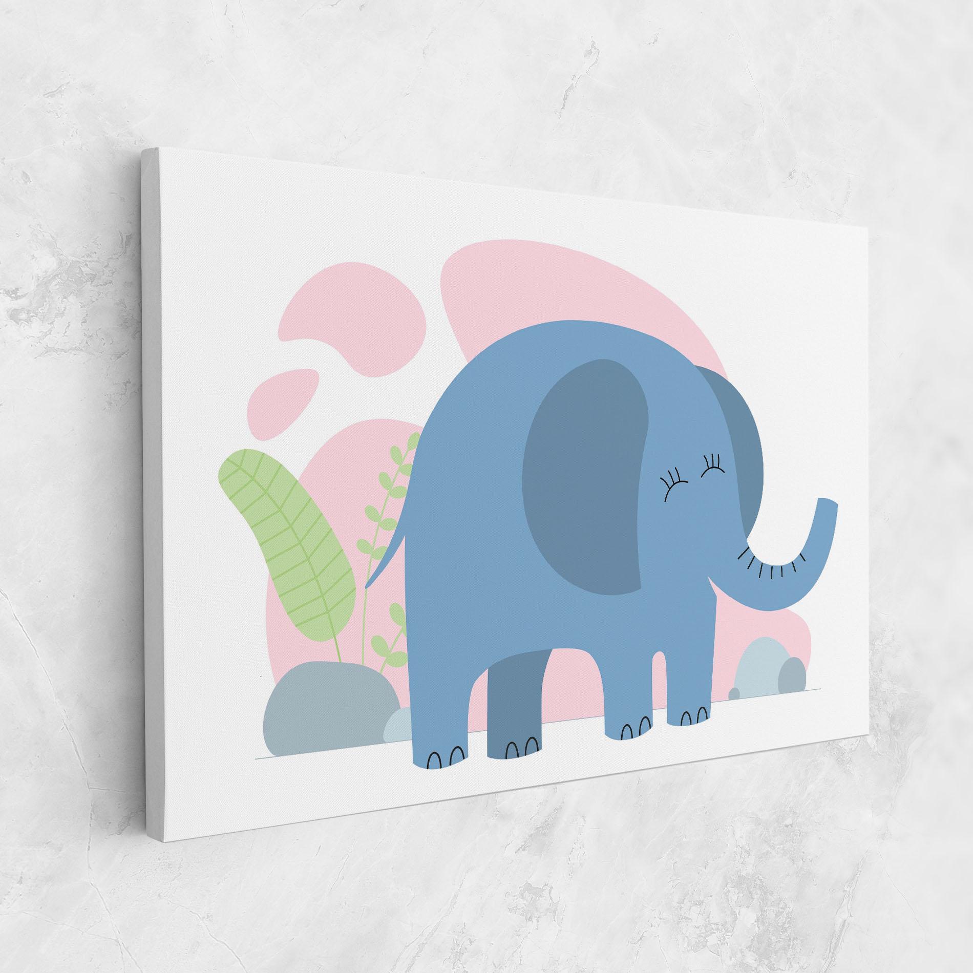 Obraz na Płótnie Leaf Cute Elephant mockup 1