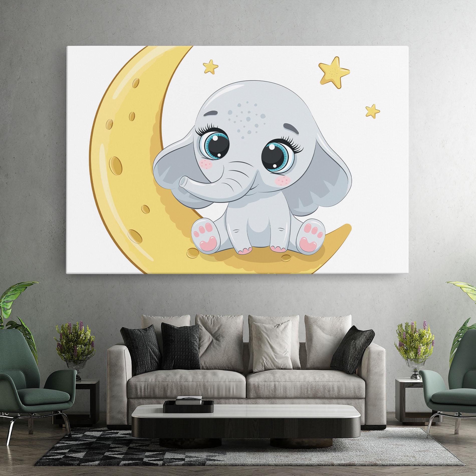 Obraz na Płótnie Cute Elephant Moon mockup 7