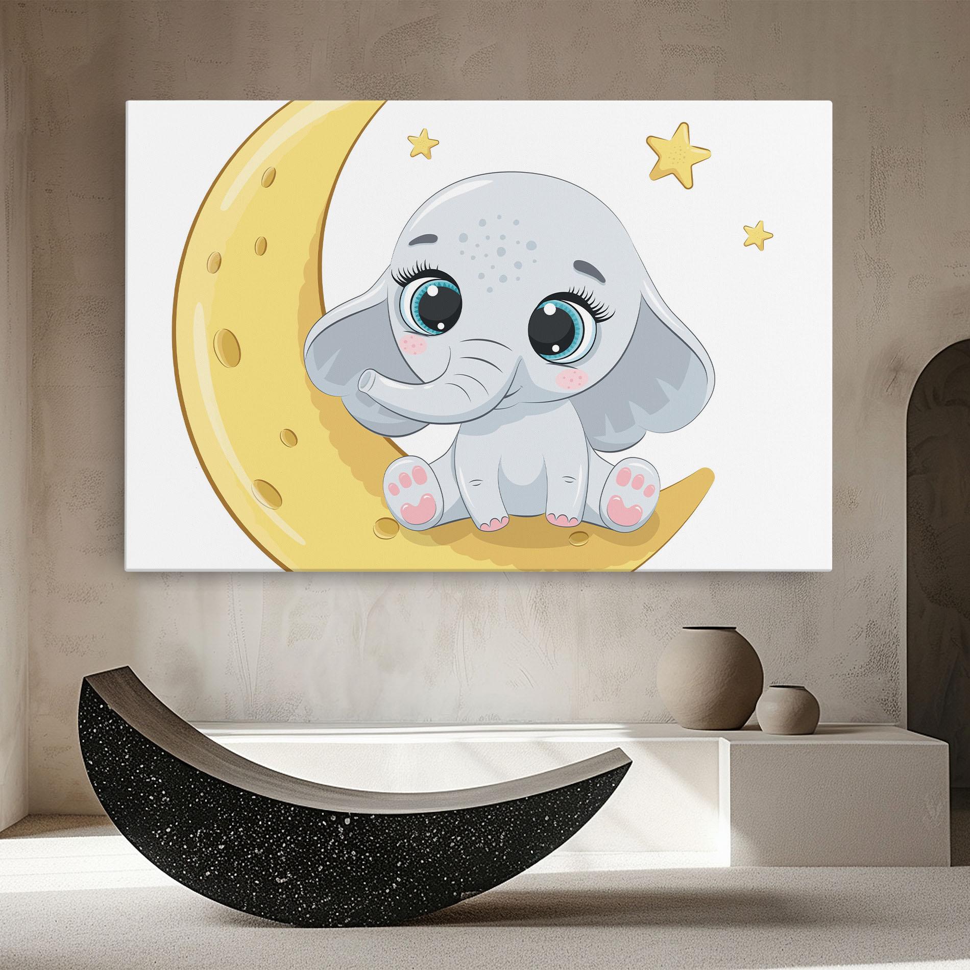 Obraz na Płótnie Cute Elephant Moon mockup 8