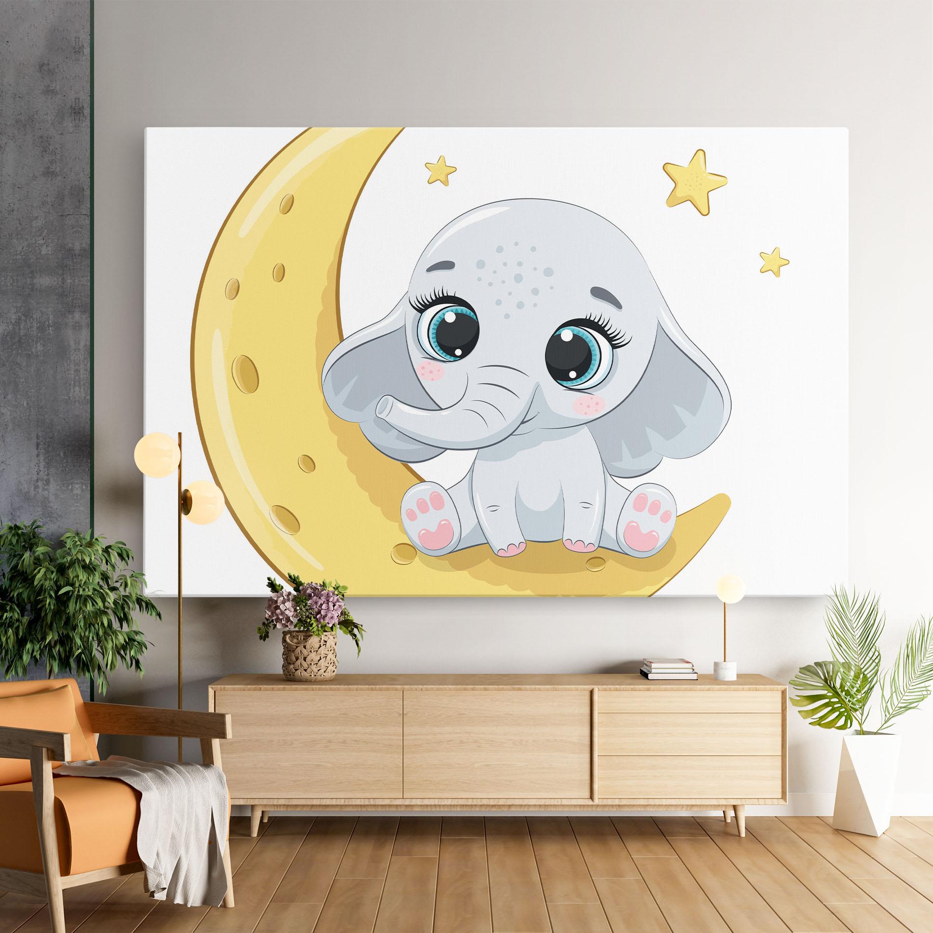 Obraz na Płótnie Cute Elephant Moon mockup 9