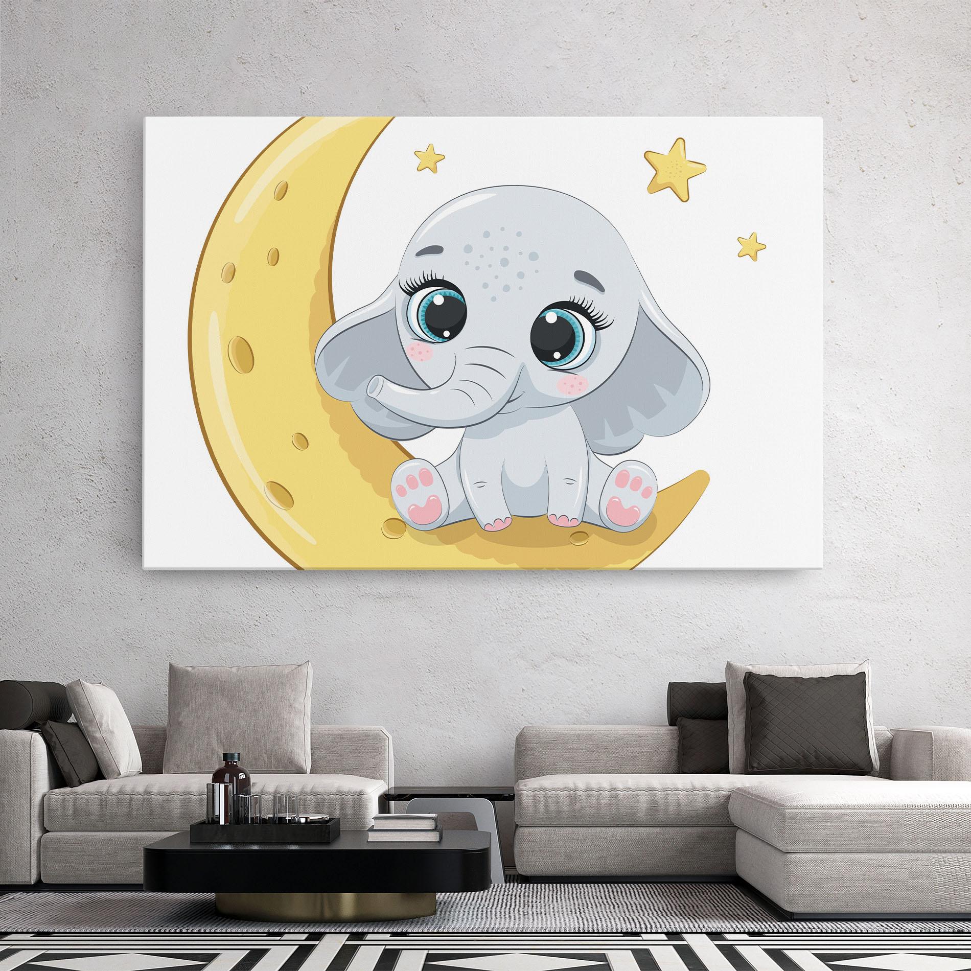 Obraz na Płótnie Cute Elephant Moon mockup 2