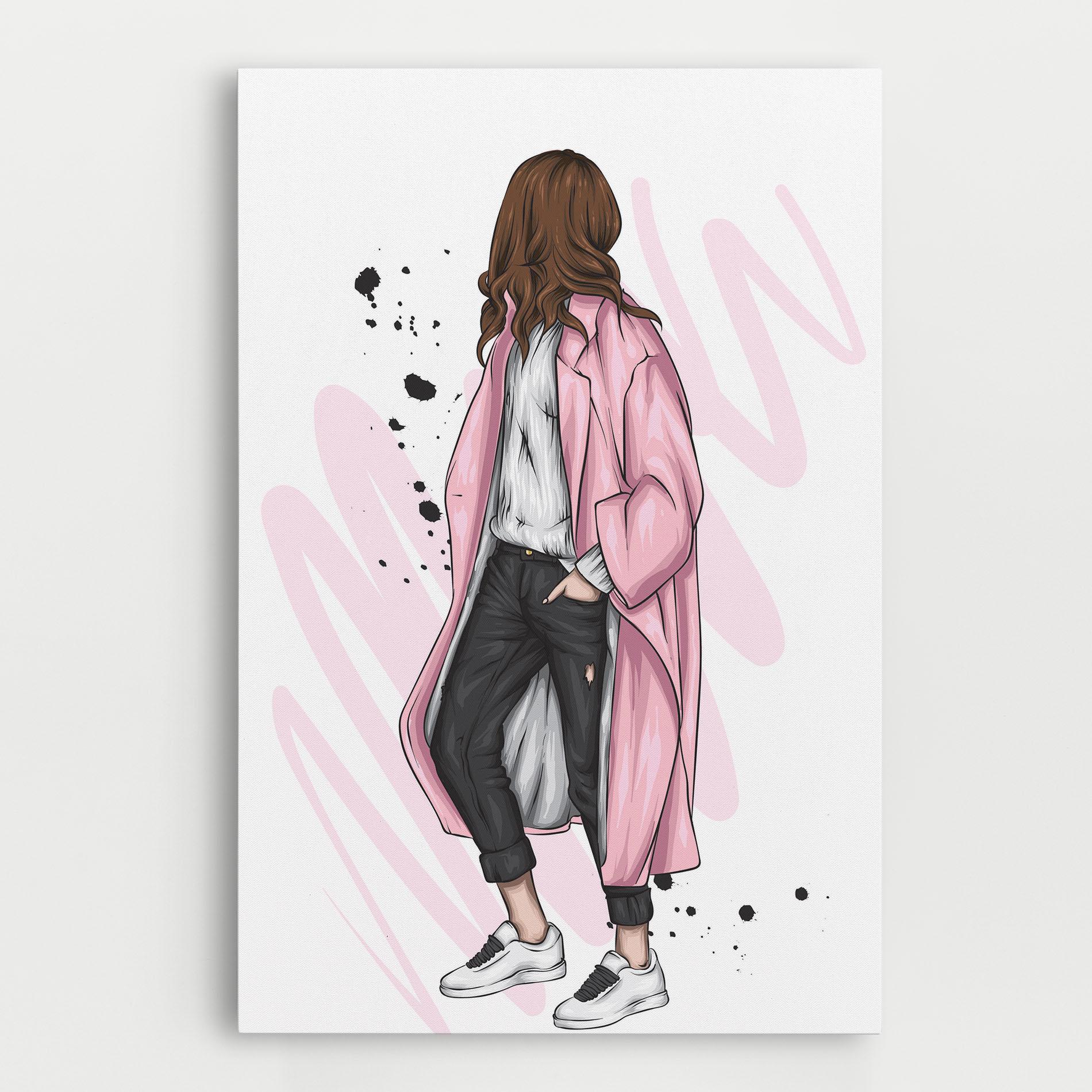 Obraz na Płótnie Pink Coat Woman mockup 0