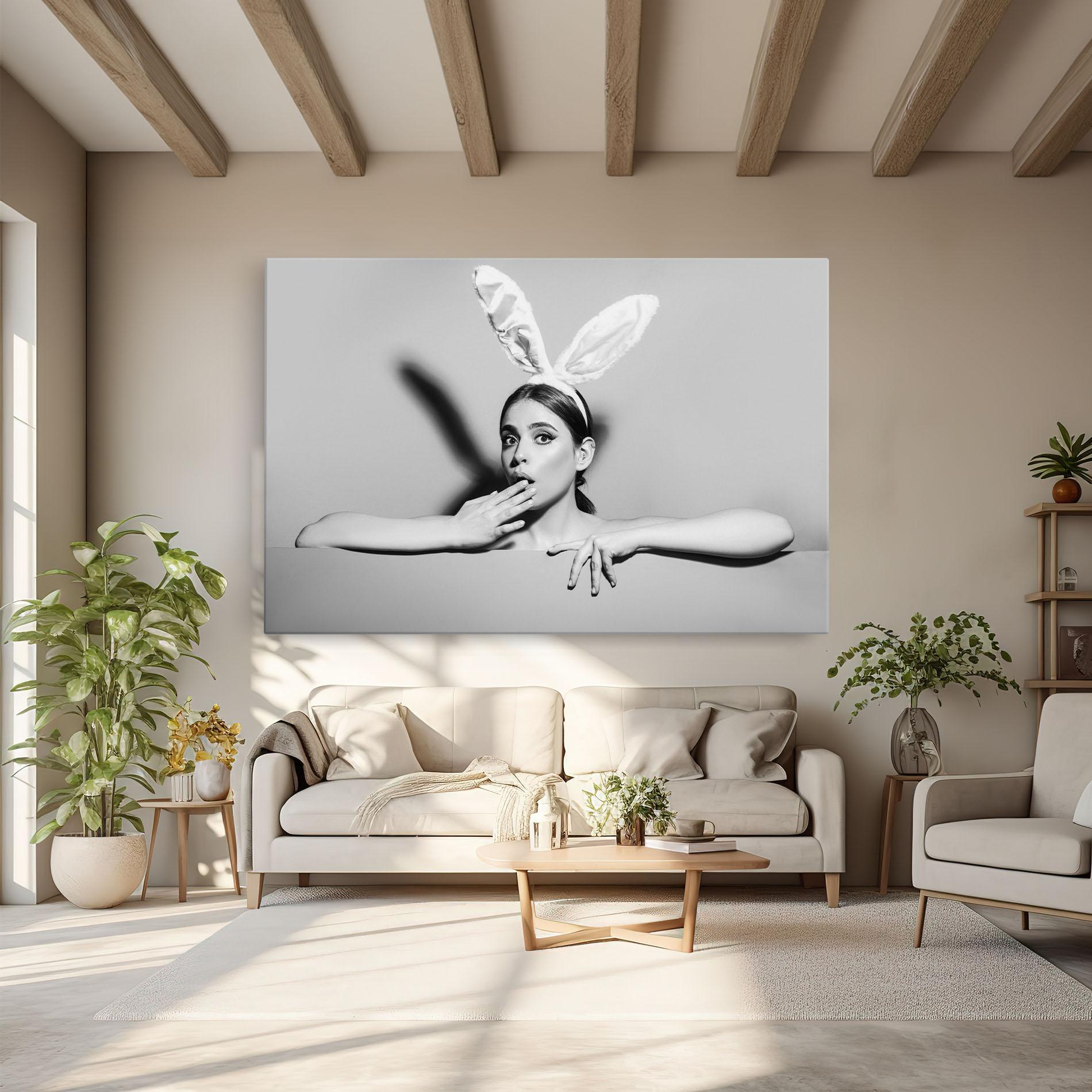 Obraz na Płótnie Bunny Ears Peeking mockup 6