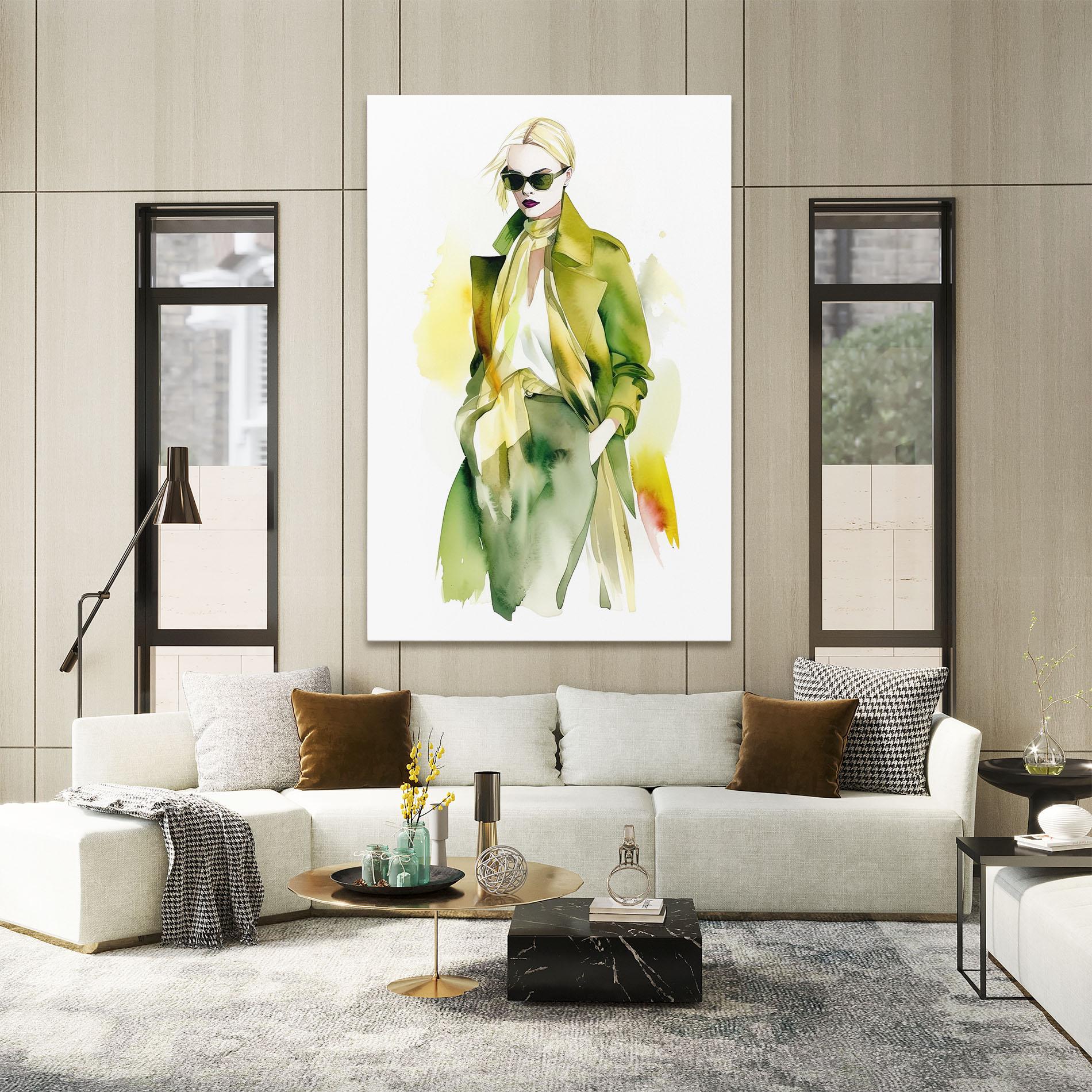 Obraz na Płótnie Woman Green Fashion mockup 2