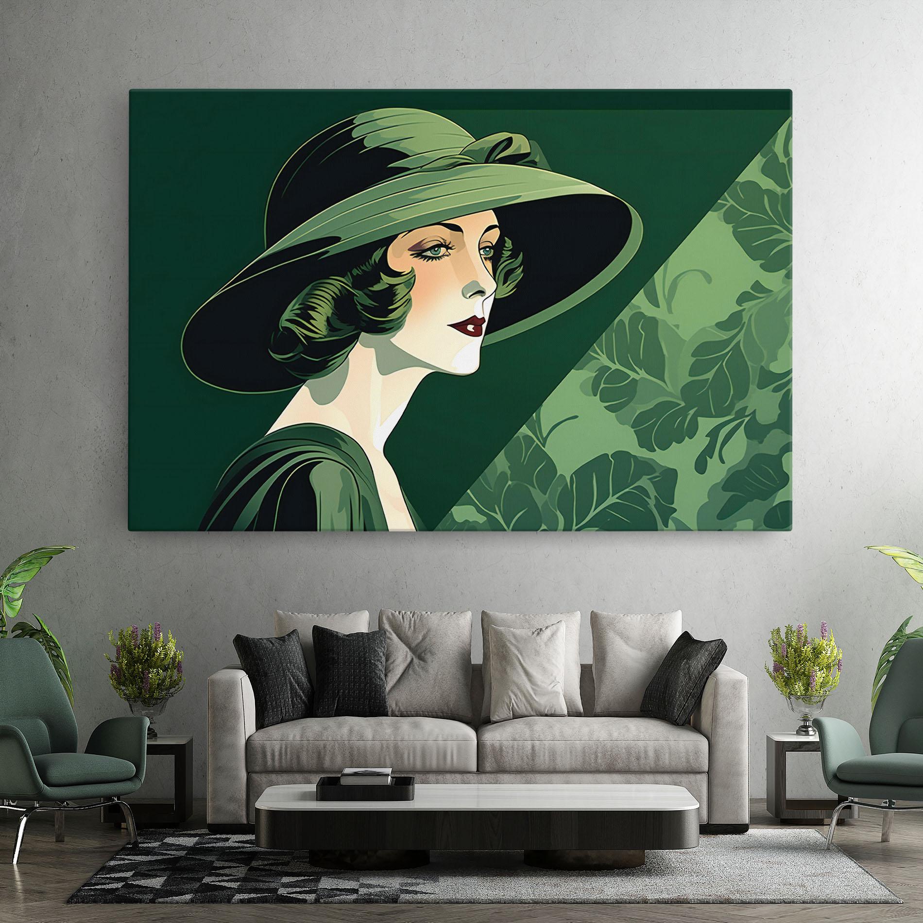 Obraz na Płótnie Green Woman Painting mockup 7