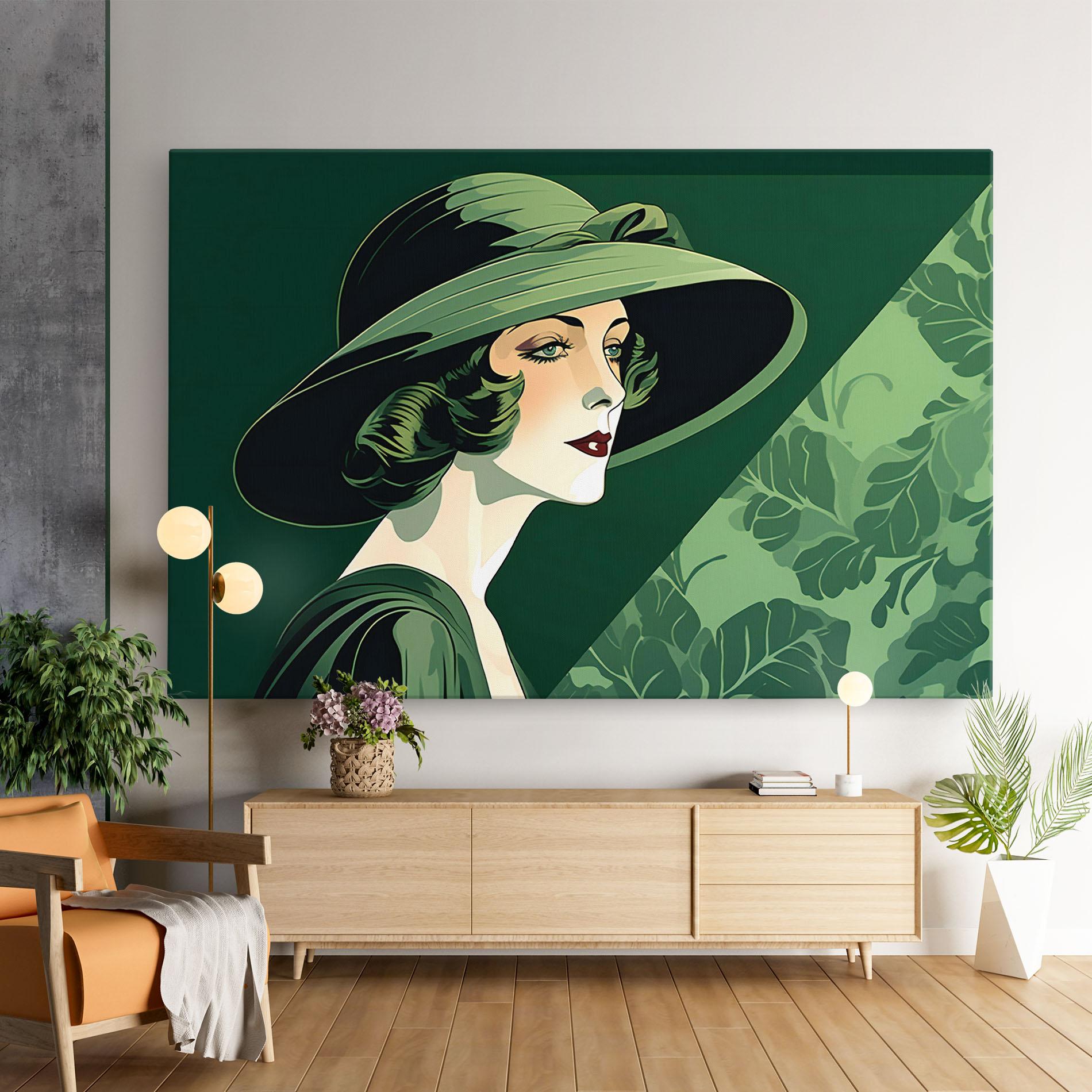 Obraz na Płótnie Green Woman Painting mockup 9