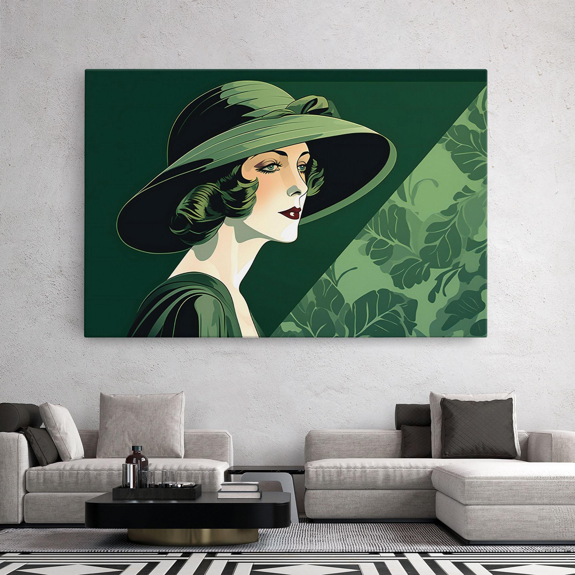 Obraz na Płótnie Green Woman Painting mockup 2