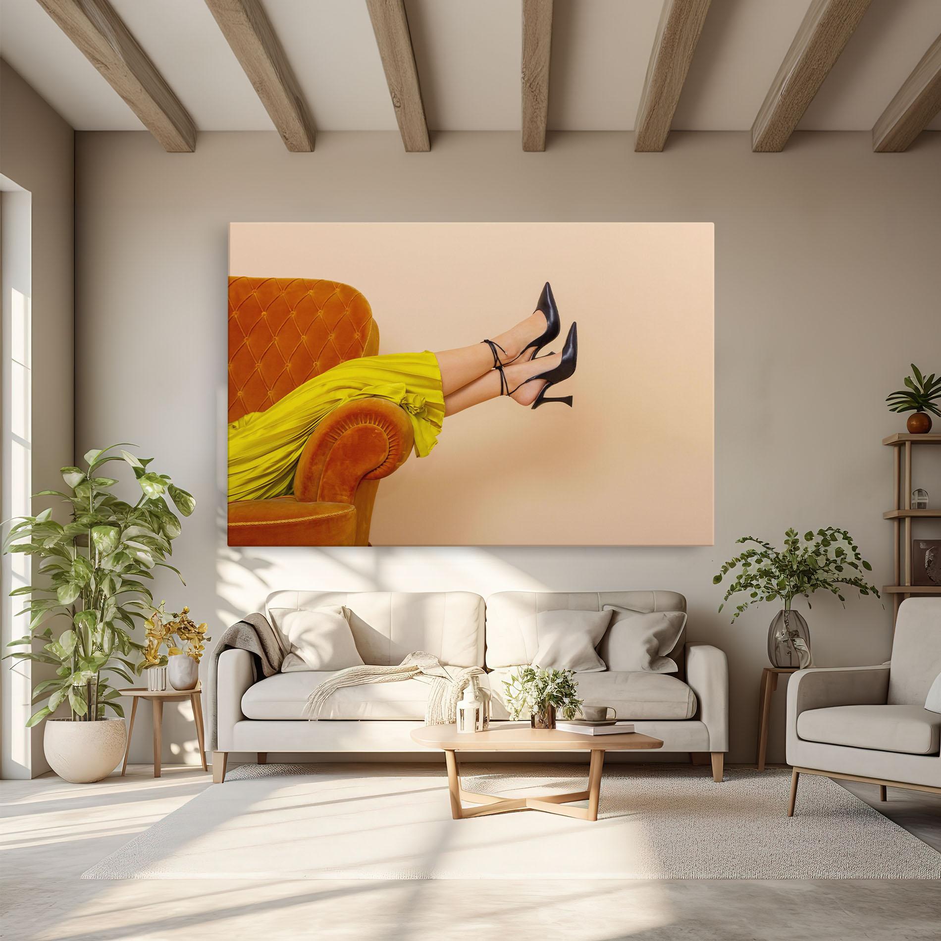 Obraz na Płótnie Black Heals On Cream mockup 6