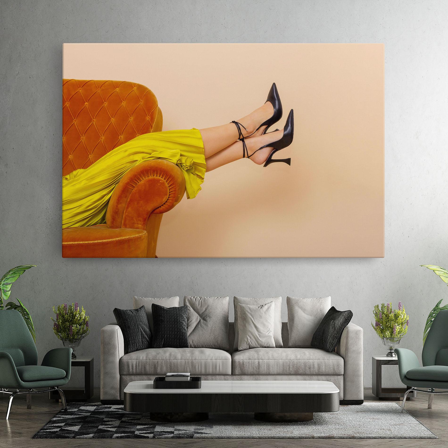 Obraz na Płótnie Black Heals On Cream mockup 7