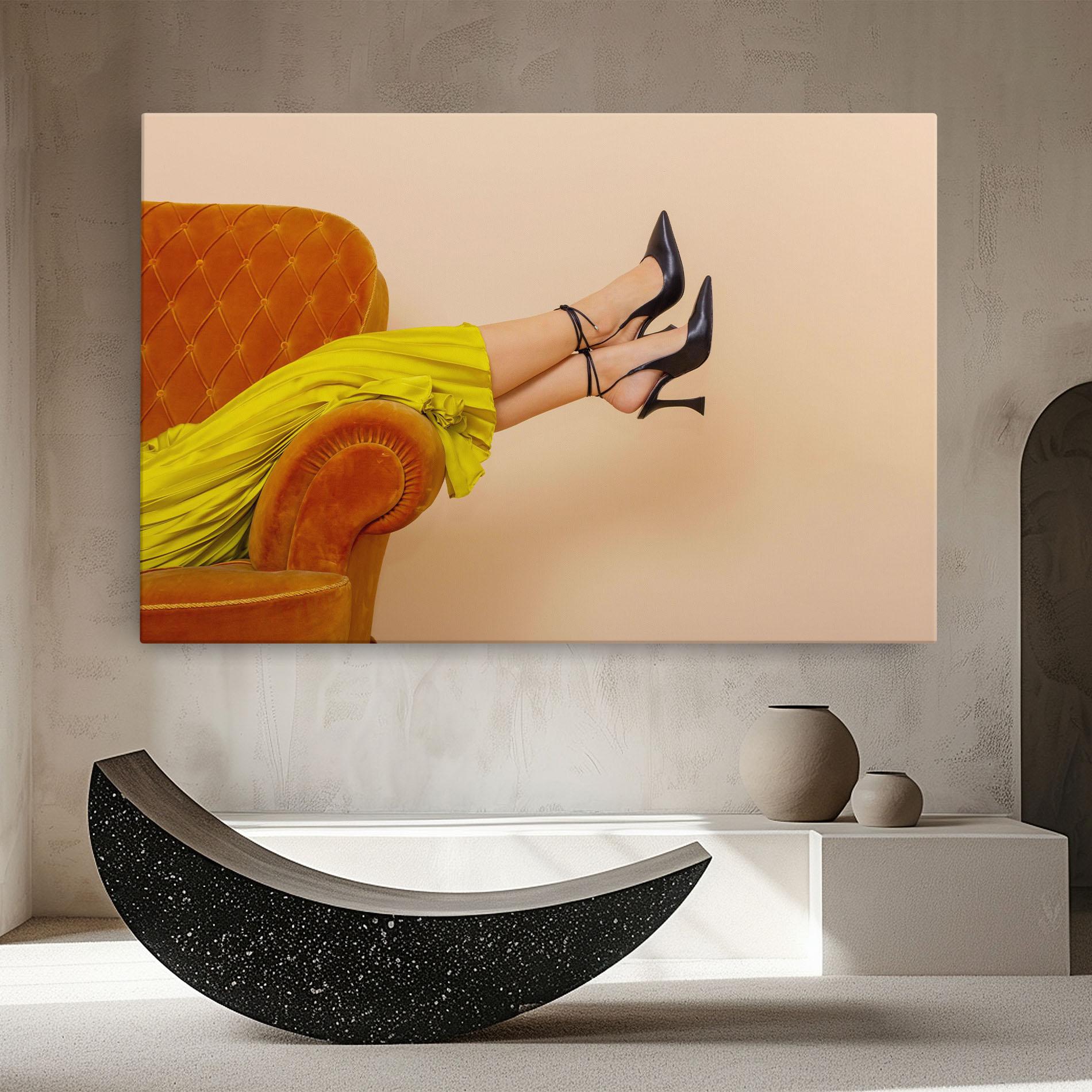 Obraz na Płótnie Black Heals On Cream mockup 8