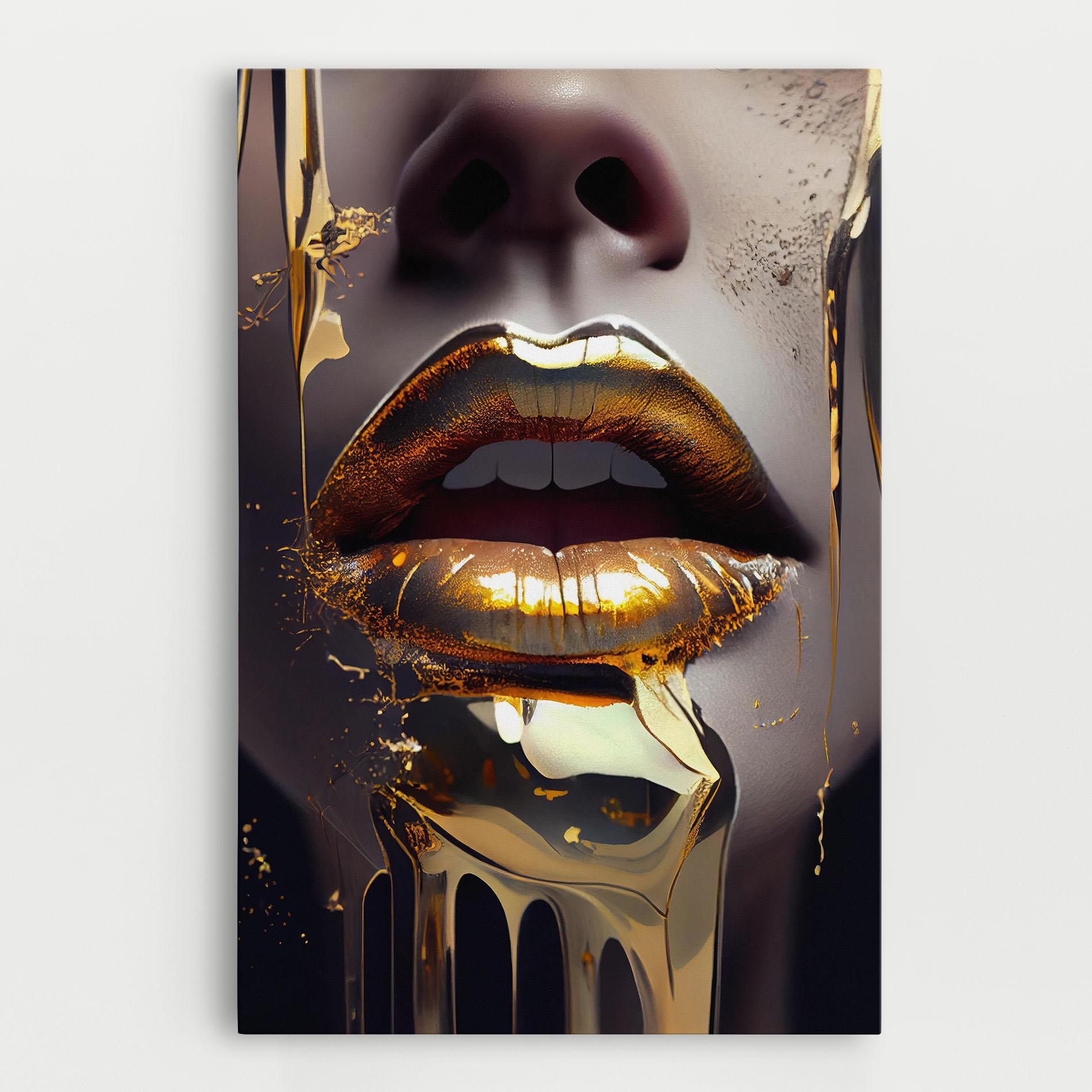 Obraz na Płótnie Glamorous Gold Lips mockup 0