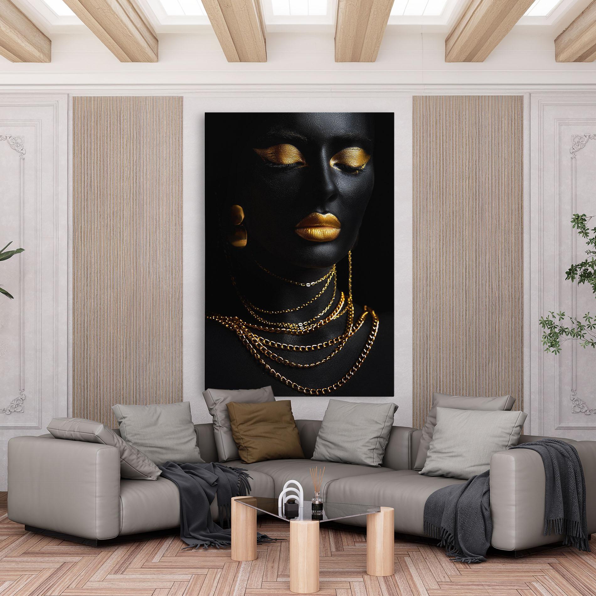 Obraz na Płótnie Gold Makeup Lips mockup 6