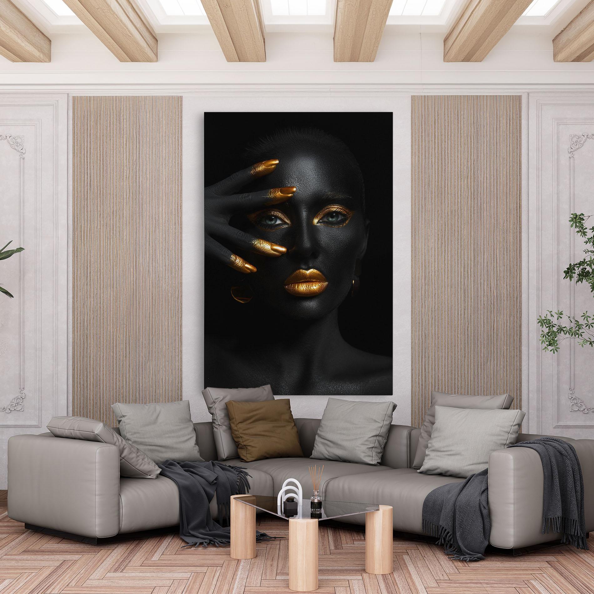 Obraz na Płótnie Gold Makeup Nails mockup 6