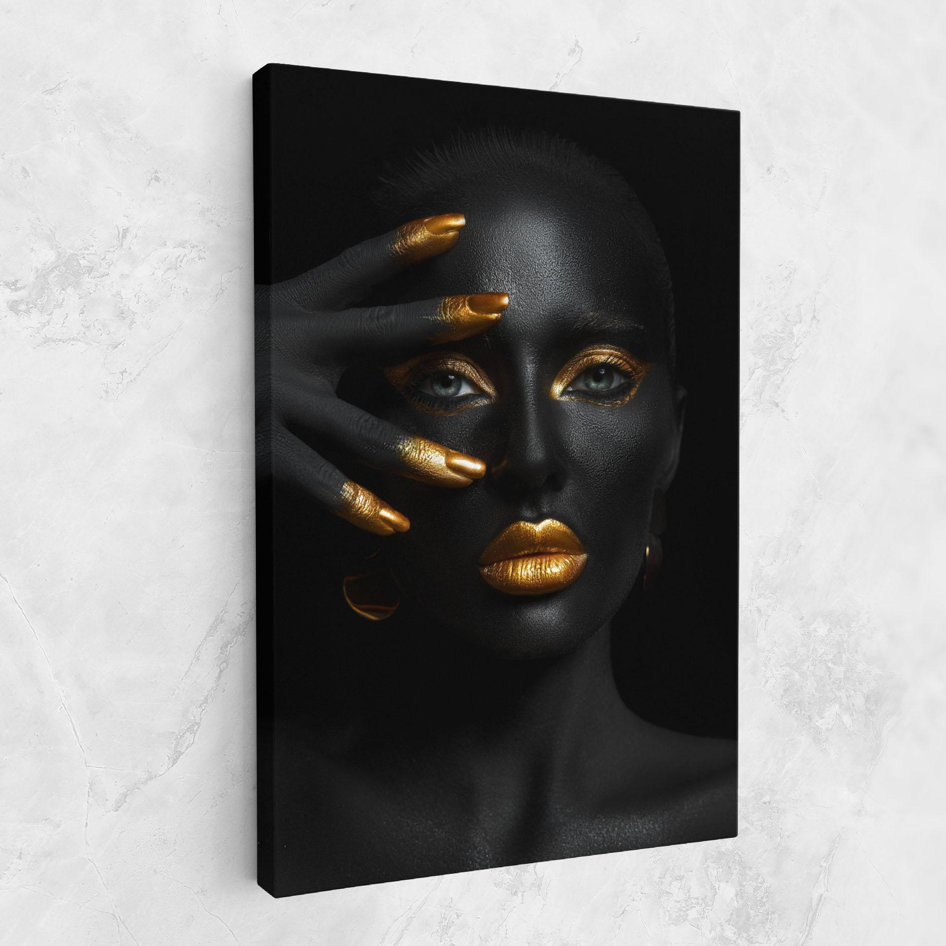 Obraz na Płótnie Gold Makeup Nails mockup 1