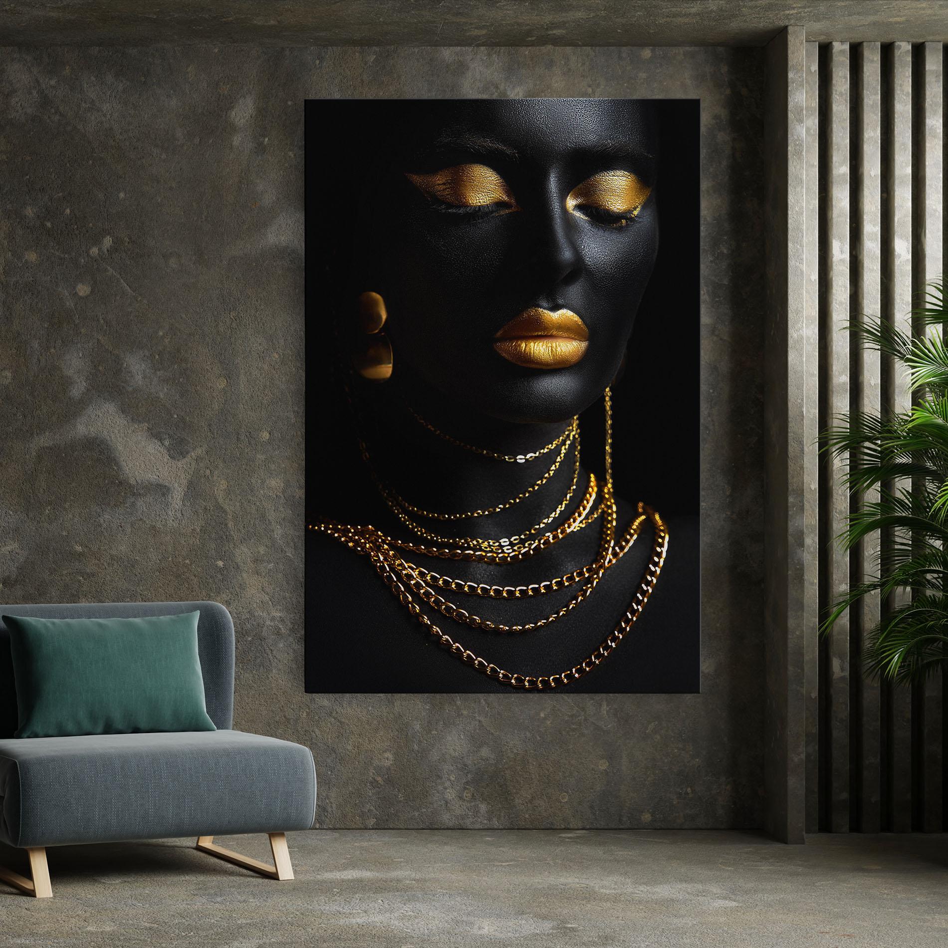 Obraz na Płótnie Gold Makeup Lips mockup 7