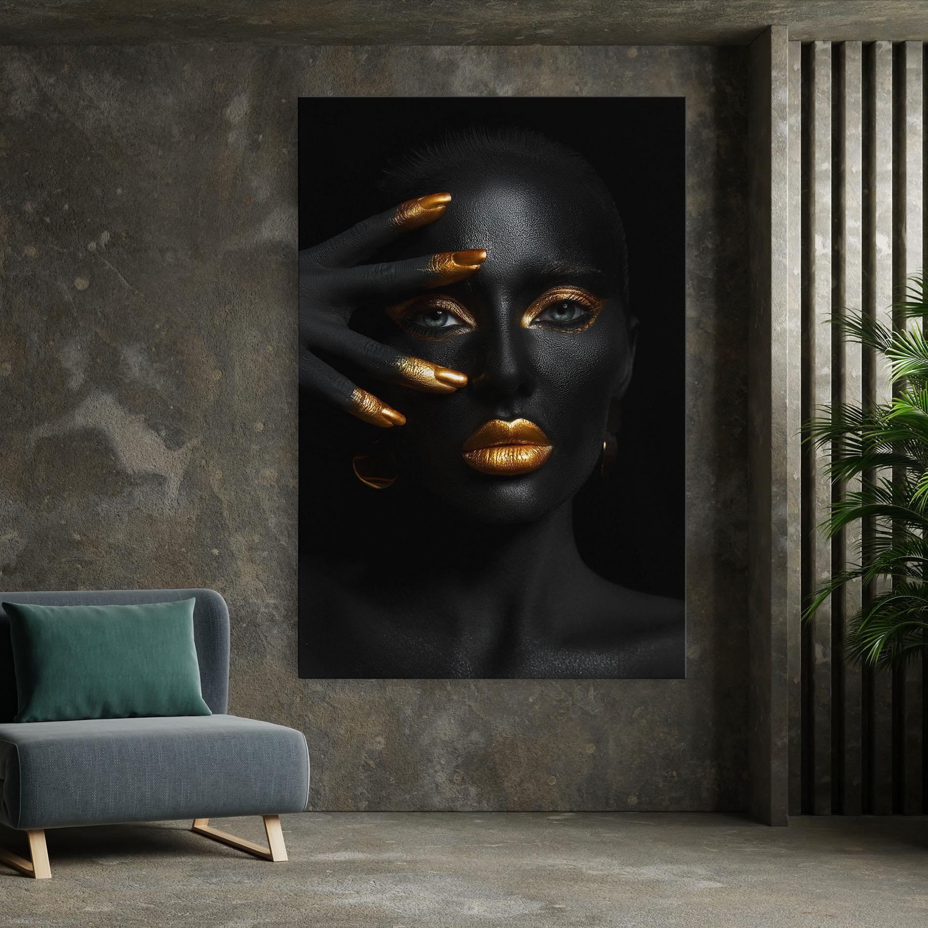 Obraz na Płótnie Gold Makeup Nails mockup 7