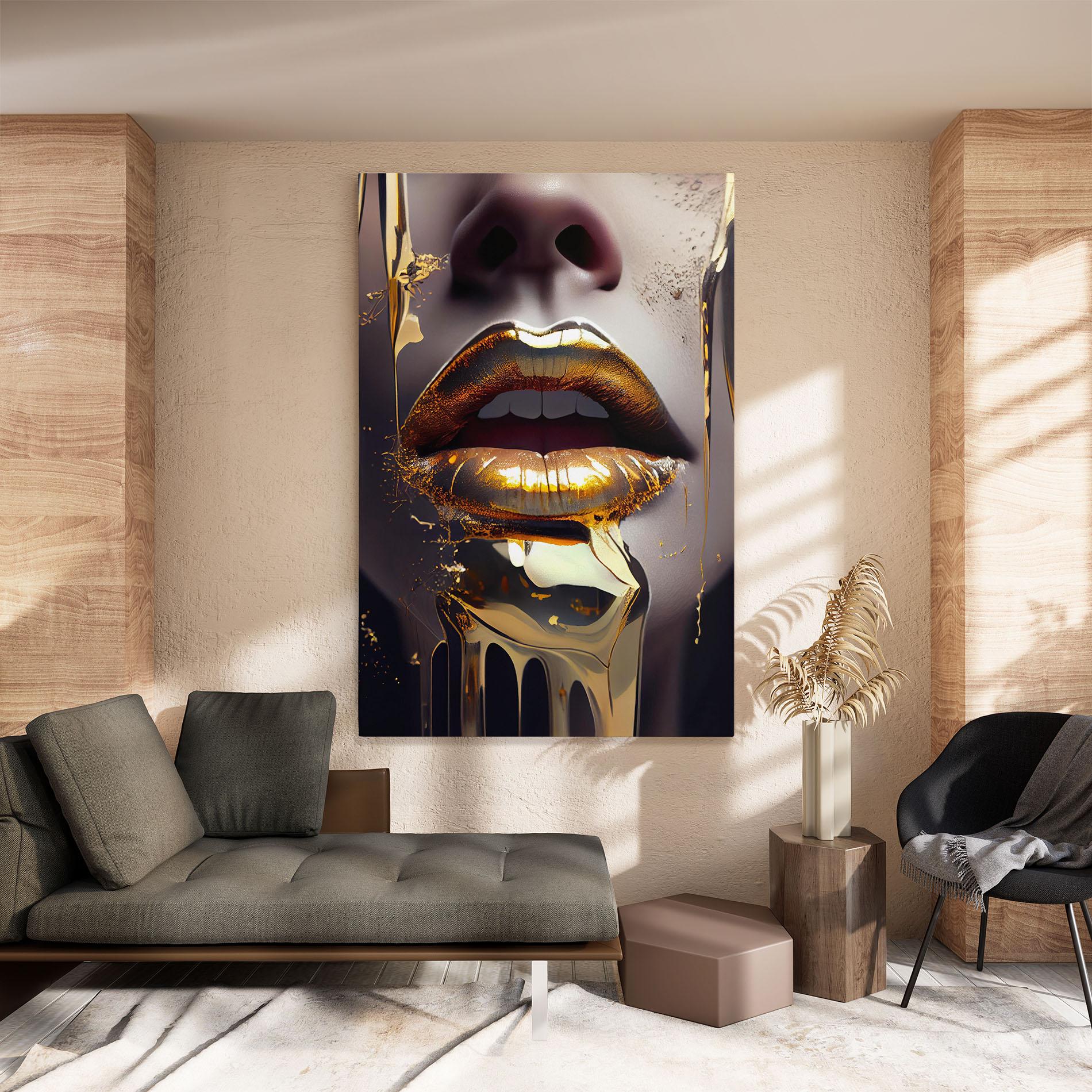 Obraz na Płótnie Glamorous Gold Lips mockup 8