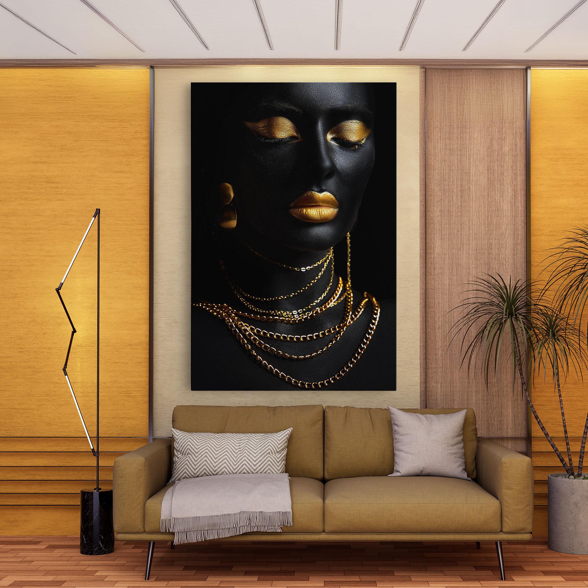 Obraz na Płótnie Gold Makeup Lips mockup 9