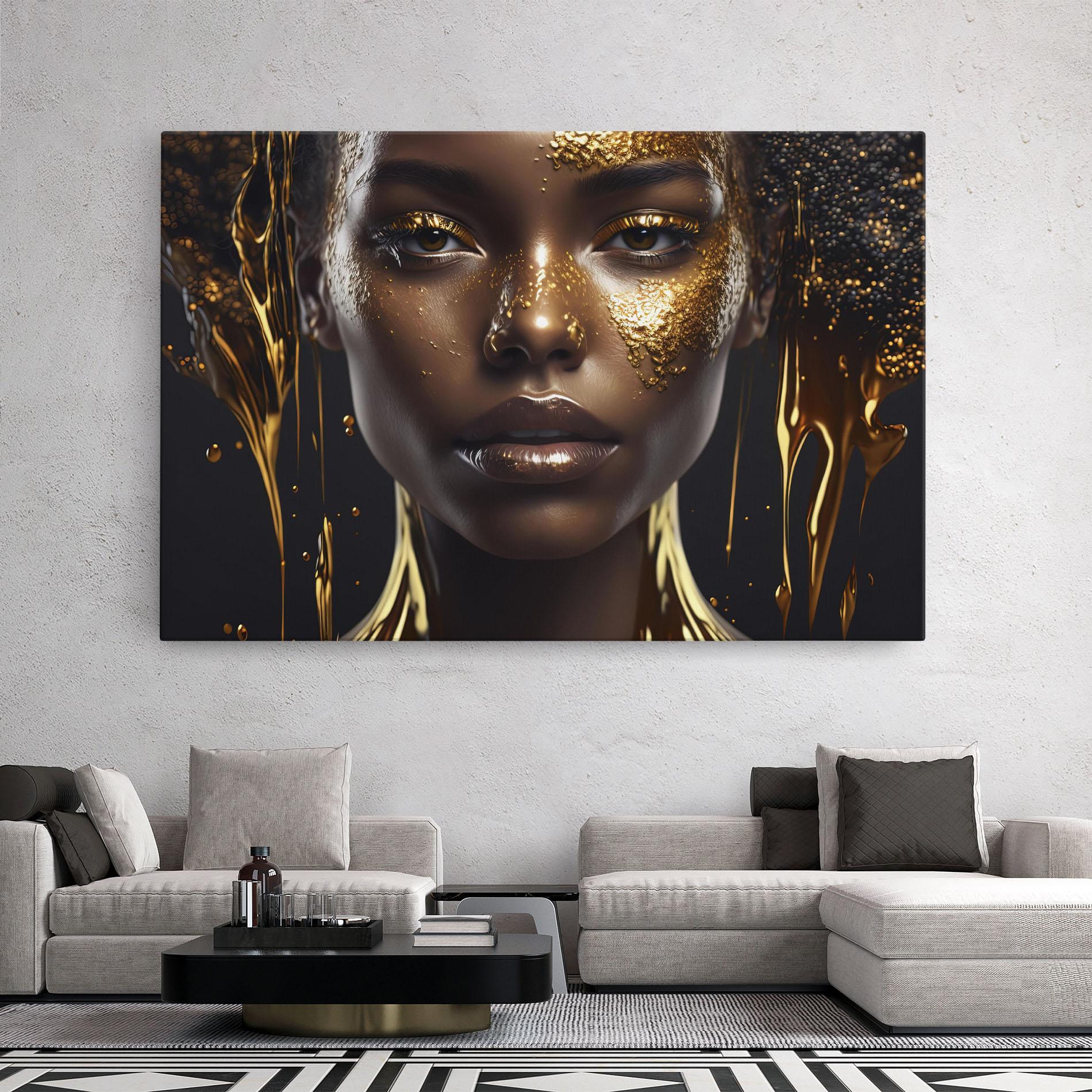 Obraz na Płótnie Gold Portrait Falling mockup 2