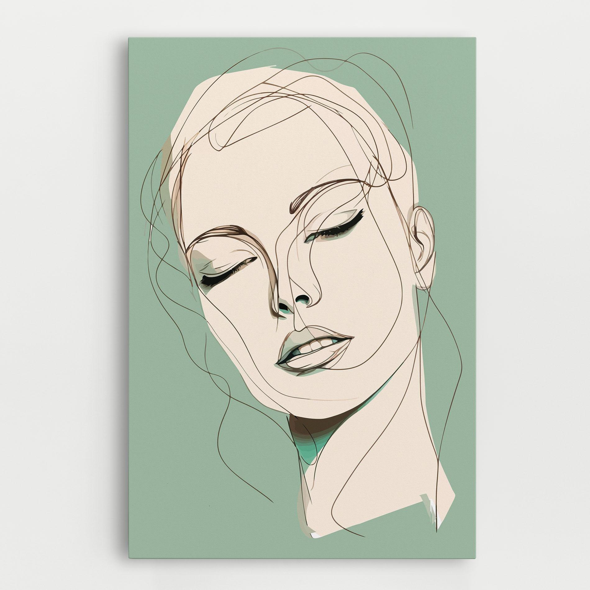 Obraz na Płótnie Green White Face mockup 0