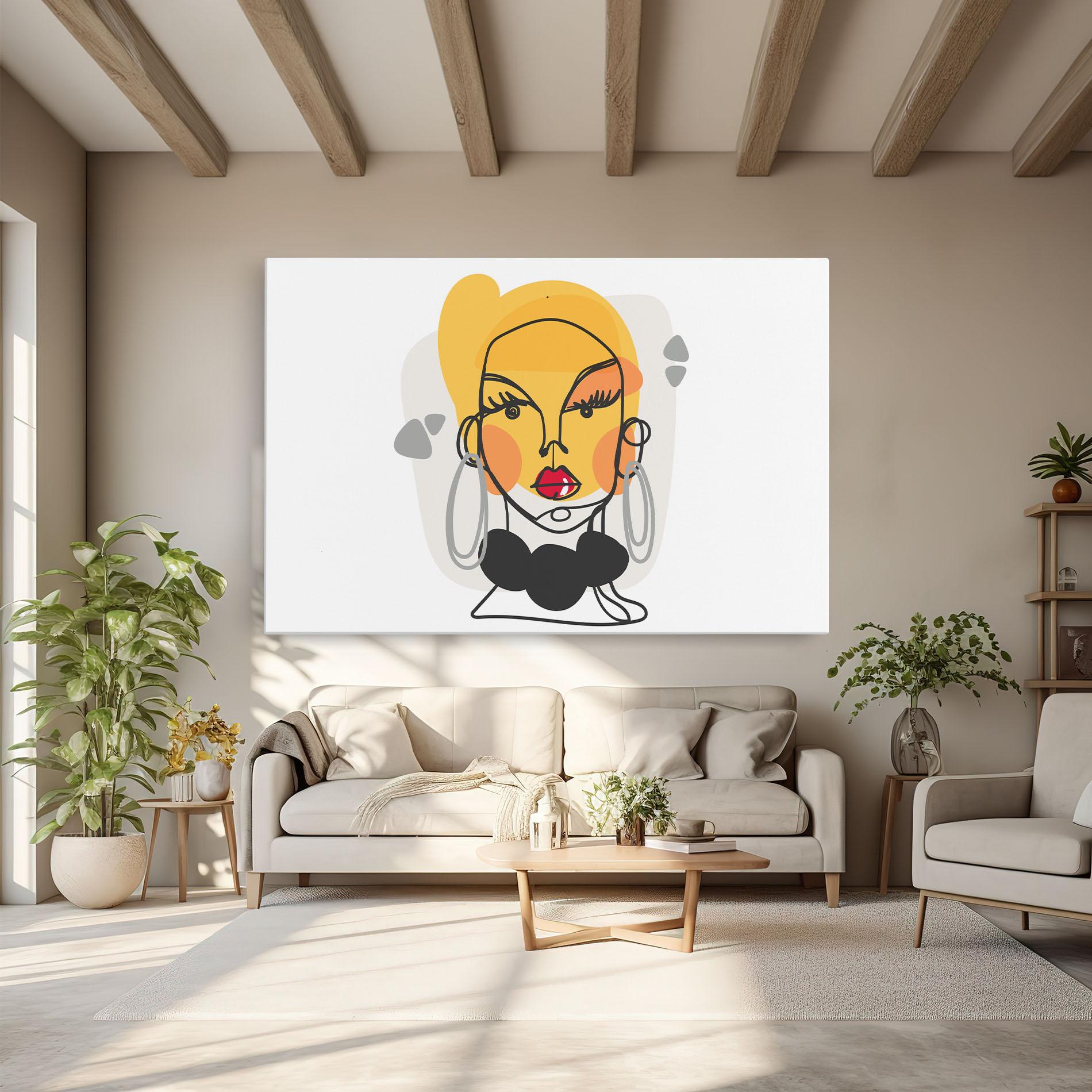 Obraz na Płótnie Abstract Blonde Face mockup 6