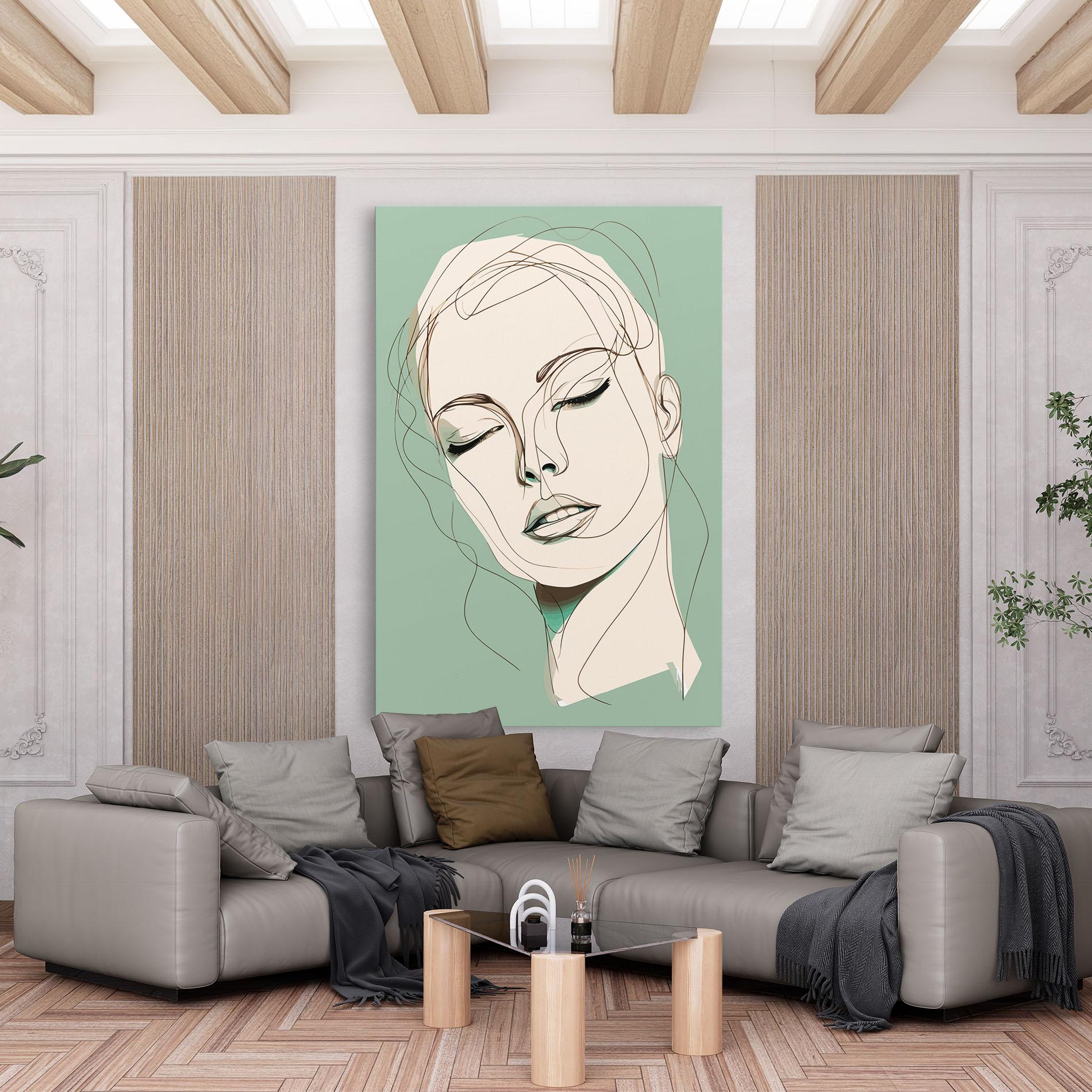 Obraz na Płótnie Green White Face mockup 6