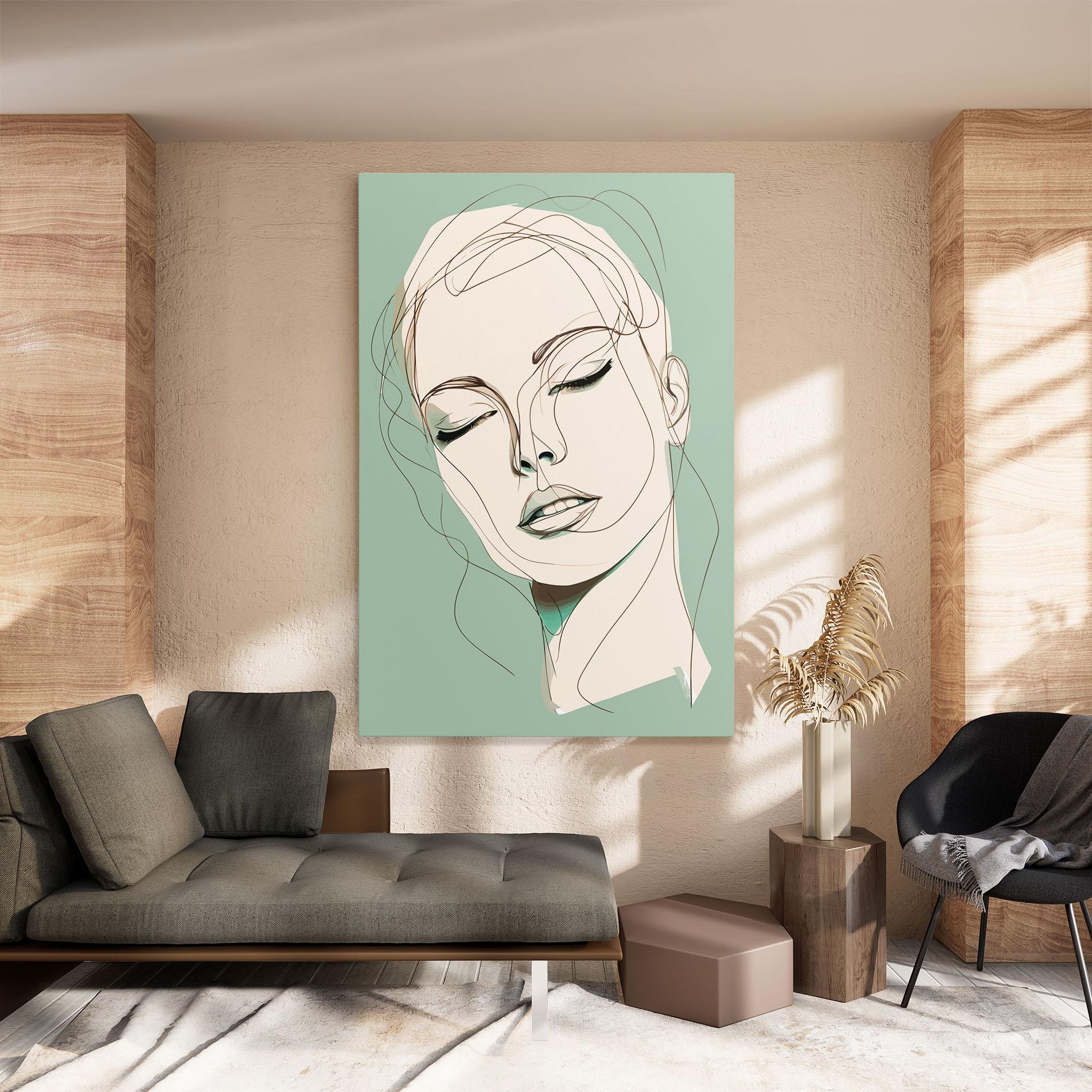 Obraz na Płótnie Green White Face mockup 8